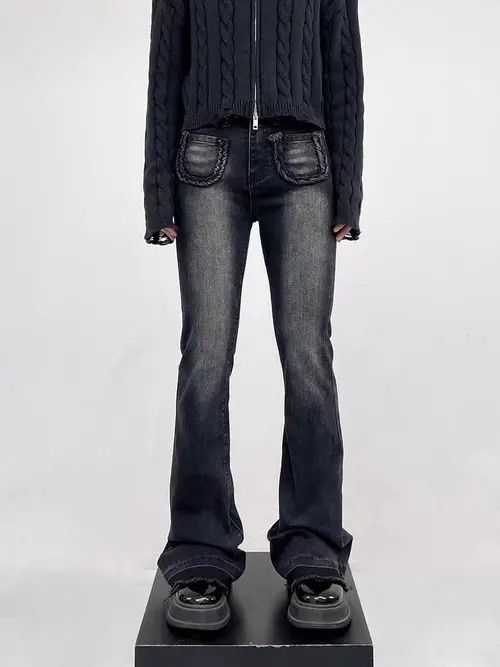 Japanese Brand VIBE Street wash skinny stretch micro-flared versatile jeans Size US 30 / EU 46 - 8 Thumbnail