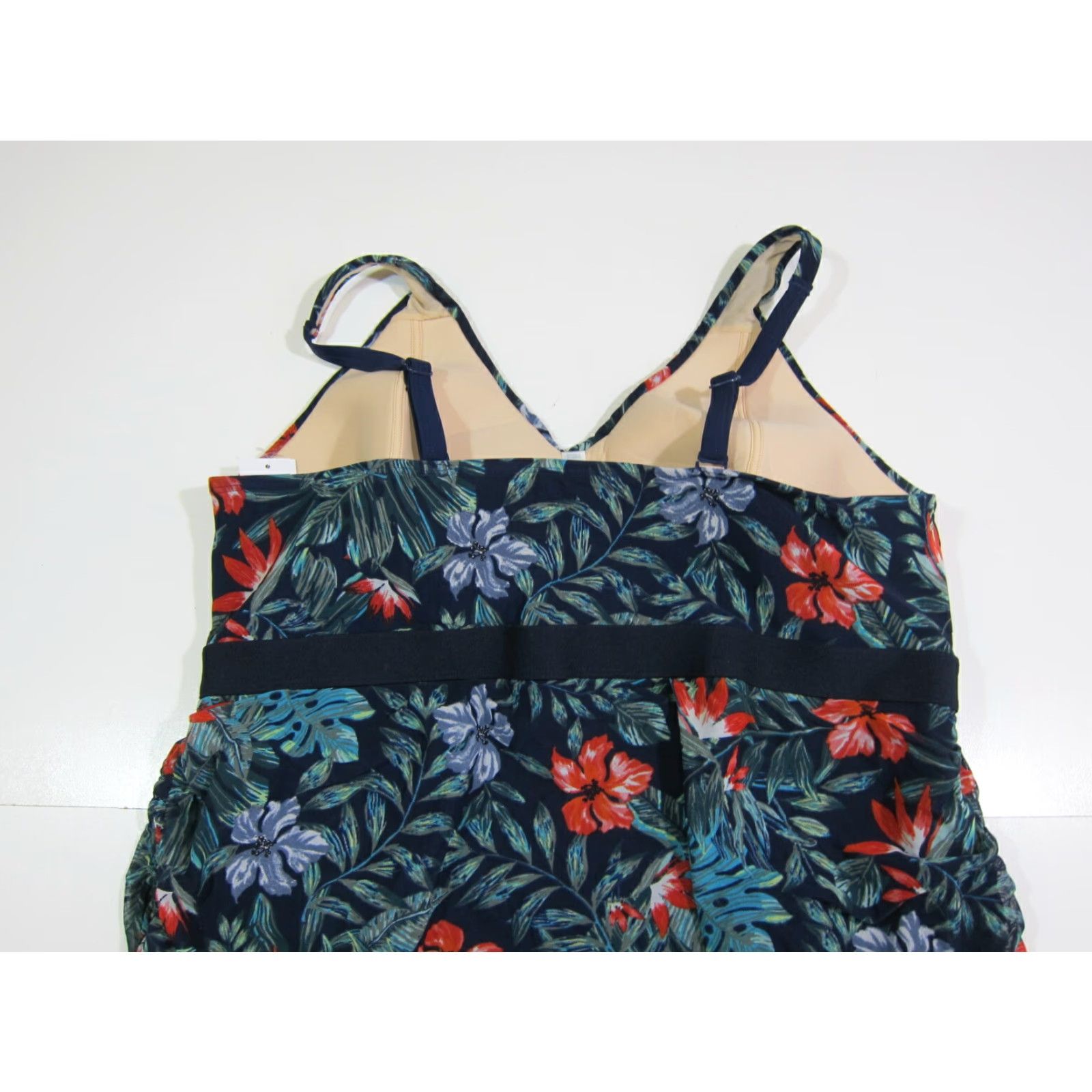 Vintage NWT Cacique Blue Green Floral Lightly Lined One Piece Swimsuit Dress Women 24 Size 4XL / US 24-26 - 7 Thumbnail