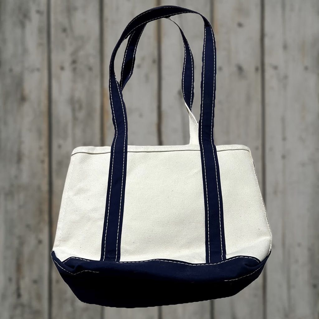Vintage VINTAGE L.L. Bean Boat And Tote Tote Bag Made In USA Medium Cream And Navy Bag Mens Medium Ivory USA 90s Size ONE SIZE - 1 Thumbnail