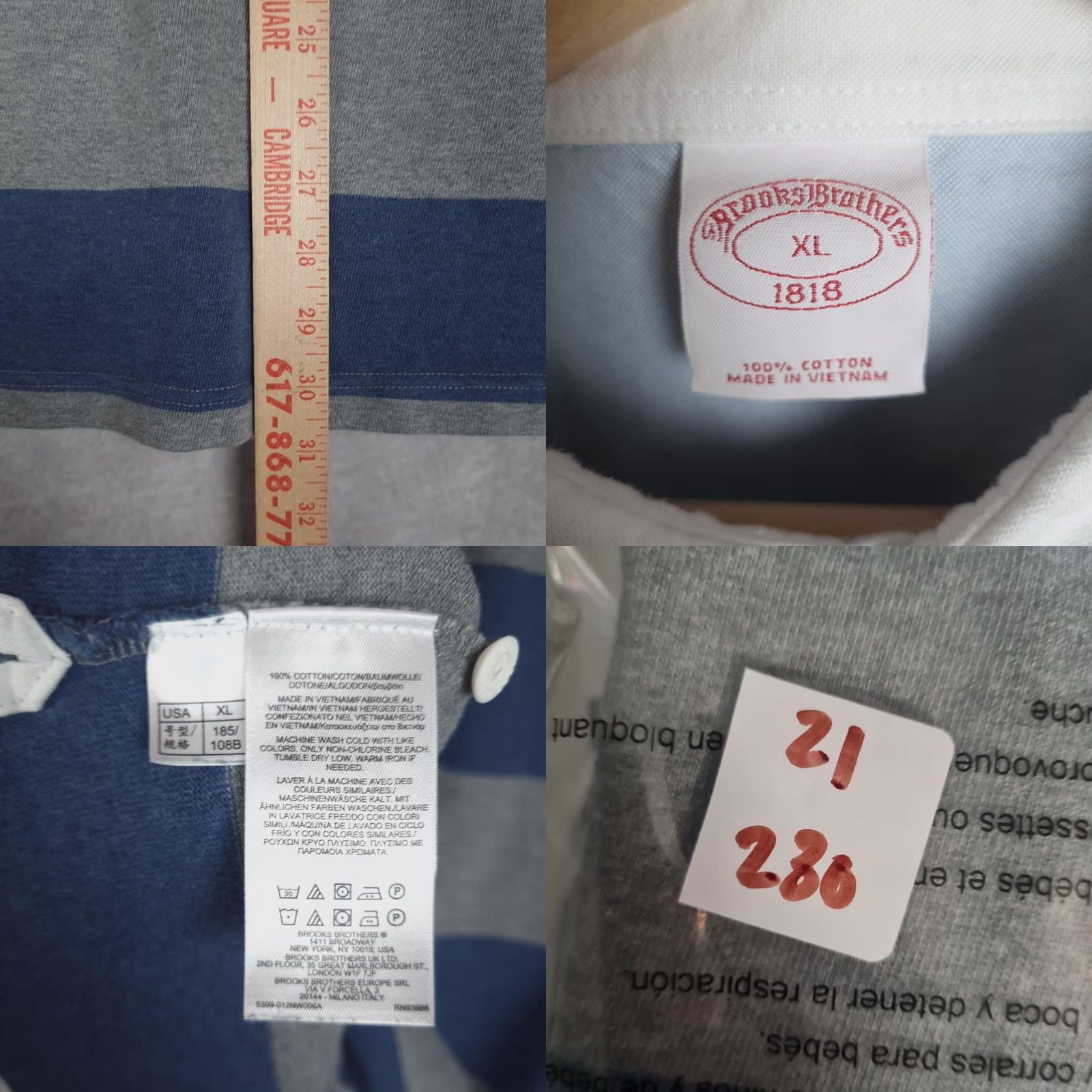 Brooks Brothers Brooks Brothers Rugby Polo Shirt Mens XL Blue Gray Stripe Long Sleeve Preppy Size US XL / EU 56 / 4 - 9 Thumbnail