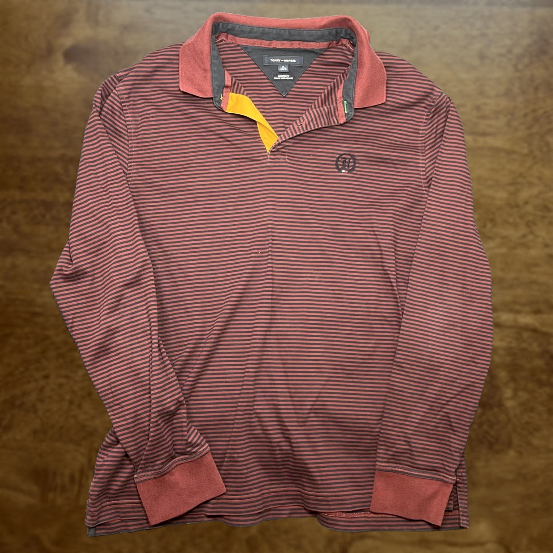 Tommy Hilfiger Tommy Hilfiger Polo Shirt Mens XL Red Stripe Long Sleeve Custom Fit Casual Knit Size US XL / EU 56 / 4 - 1 Thumbnail