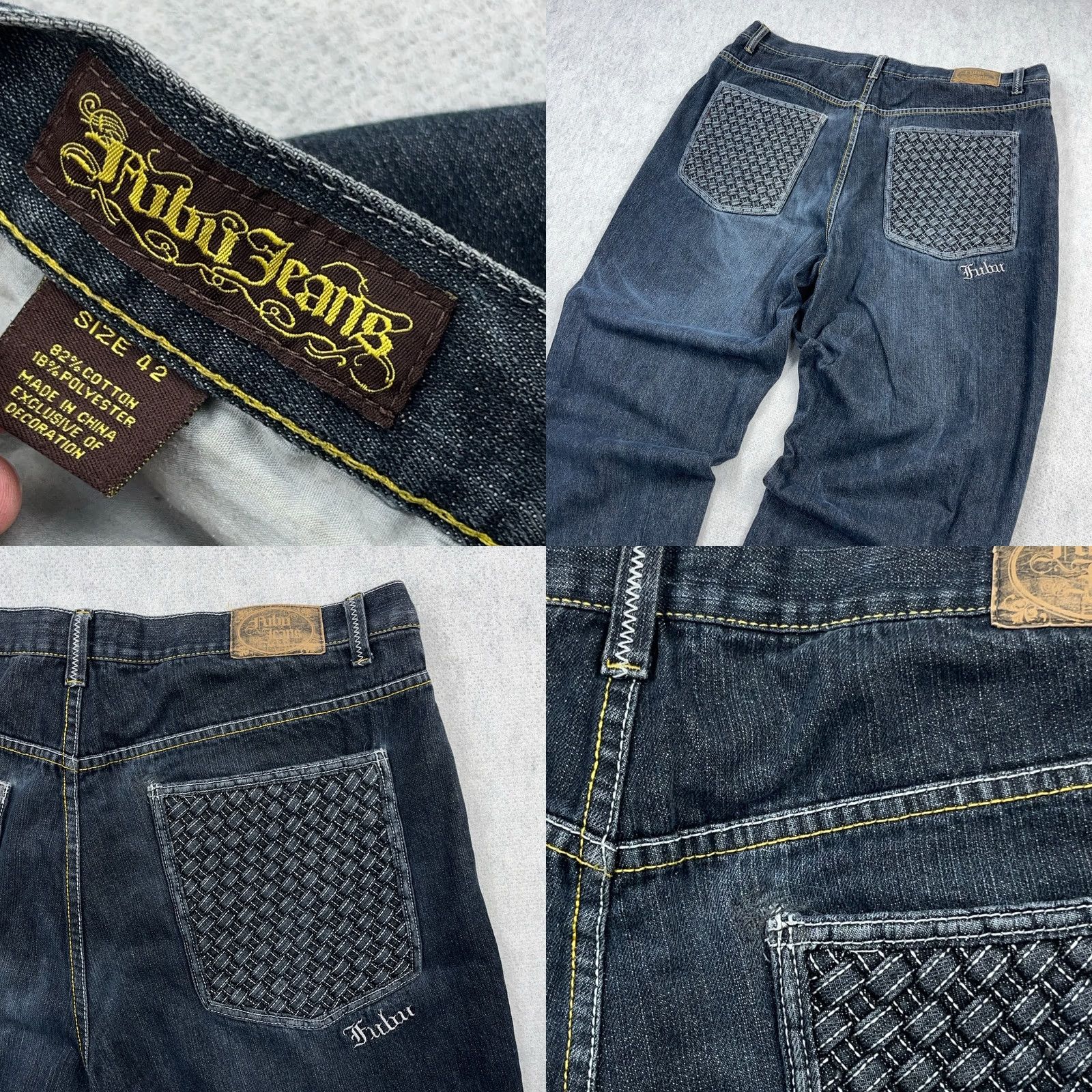 Fubu VINTAGE FUBU Jeans Men 42x31 Dark Blue Denim Straight Leg Baggy Hip Hop 90s | 42 | Blue | Jeans | Mens Size US 42 / EU 58 - 9 Thumbnail