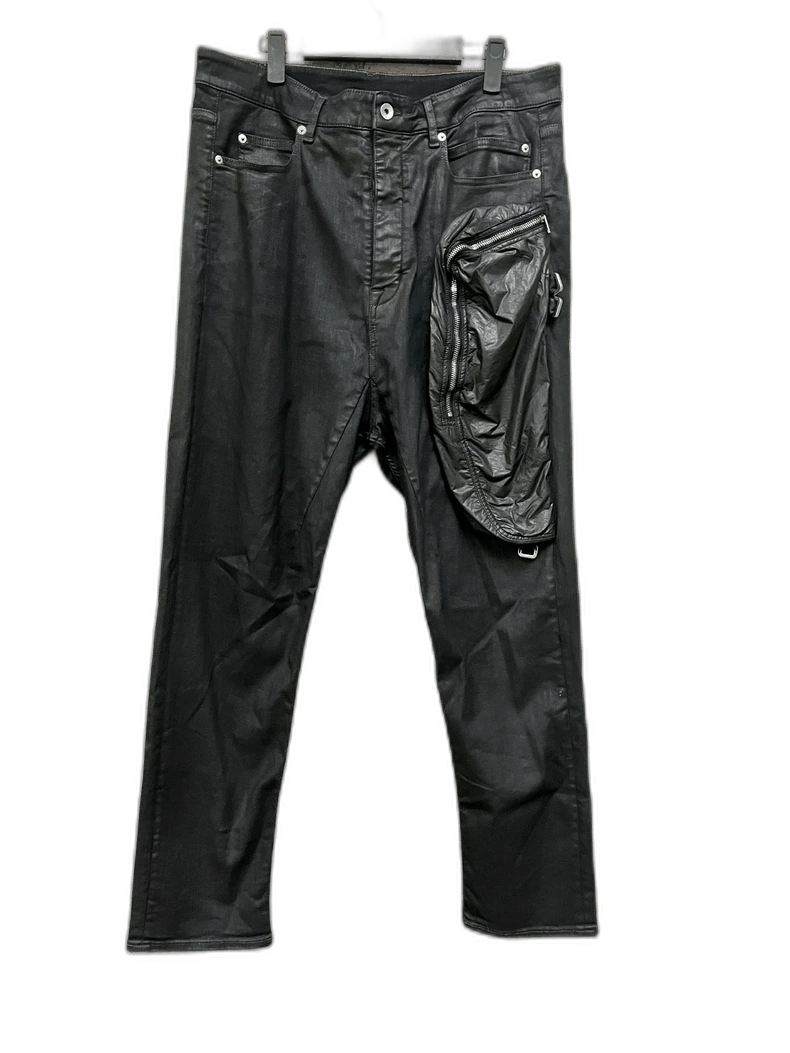 Rick Owens rick owens black waxed pocket trousers 34-2508 Size US 34 / EU 50 - 1 Thumbnail