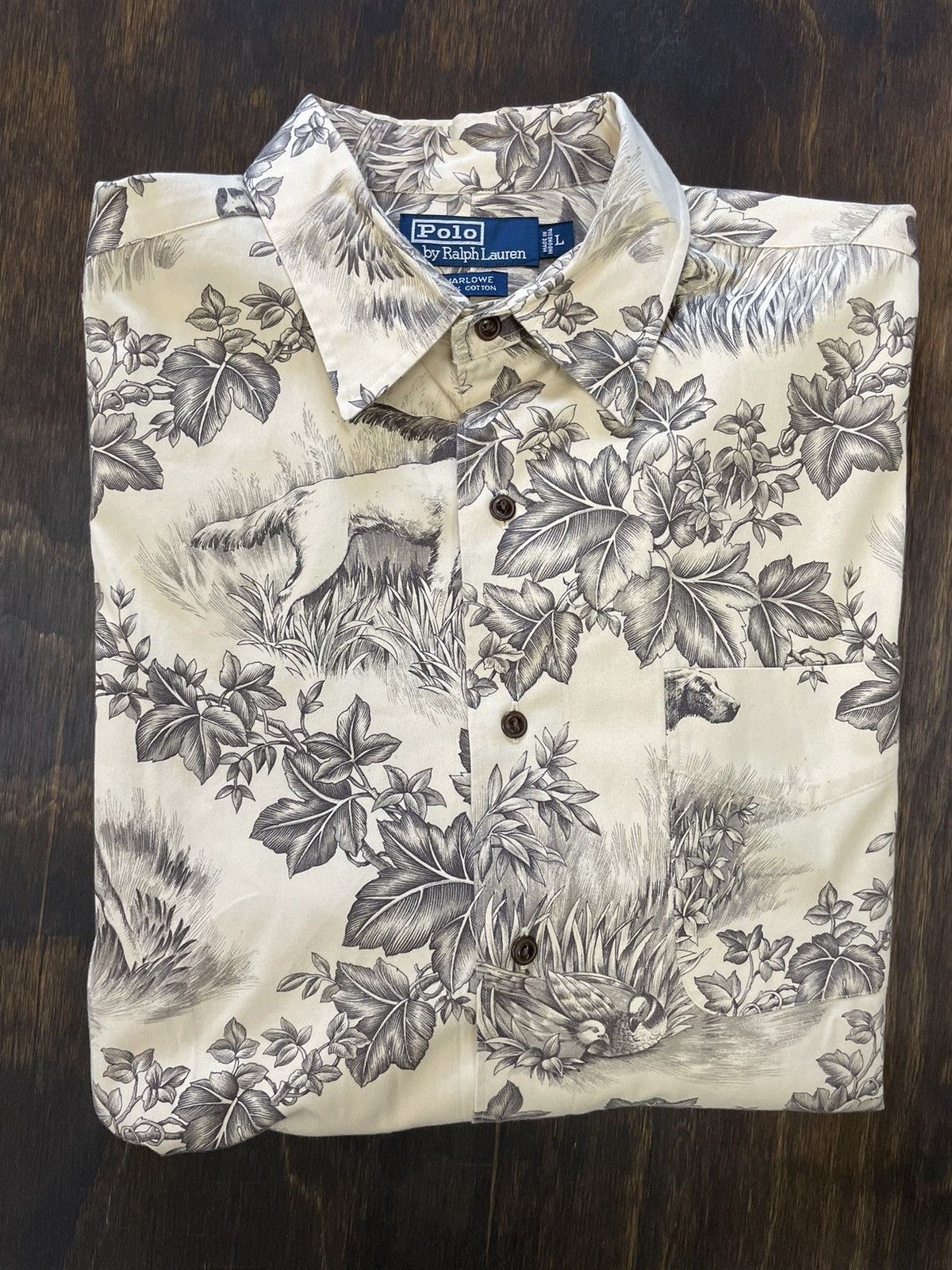 Polo Ralph Lauren × Vintage Hunting Dogs Print 'MARLOWE' Sport Shirt Size US L / EU 52-54 / 3 - 1 Thumbnail