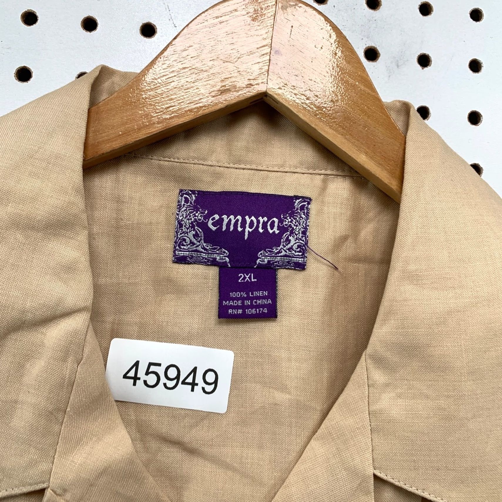 Vintage Empra Button-Up Shirt Mens 2XL Linen Beige Short Sleeve NWT Size US XXL / EU 58 / 5 - 3 Thumbnail