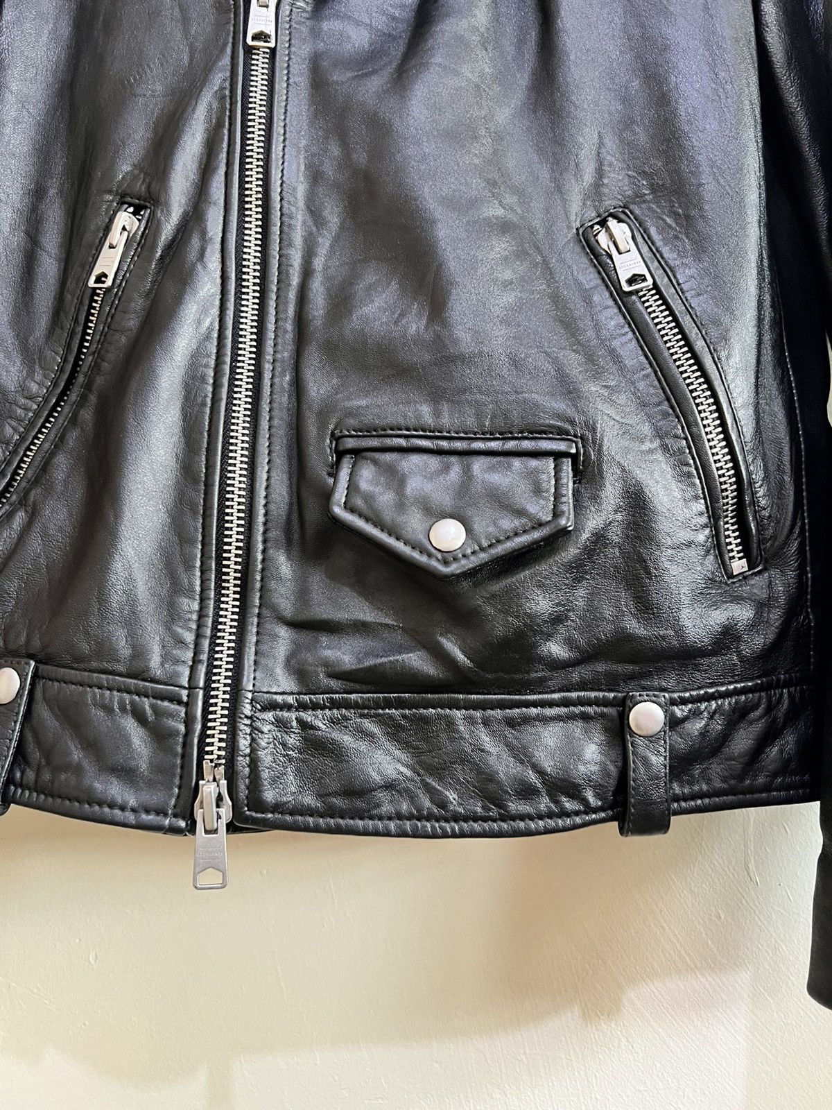 Allsaints ALLSAINTS BIKER MILO BLACK LEATHER JACKET Size US M / EU 48-50 / 2 - 8 Thumbnail