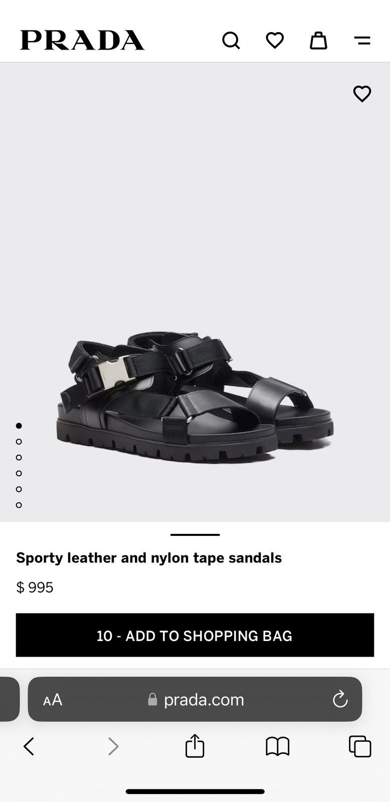 Prada Prada Black leather Strap silver Buckle Nylon Tape Sandals Size US 10 / EU 43 - 11 Thumbnail
