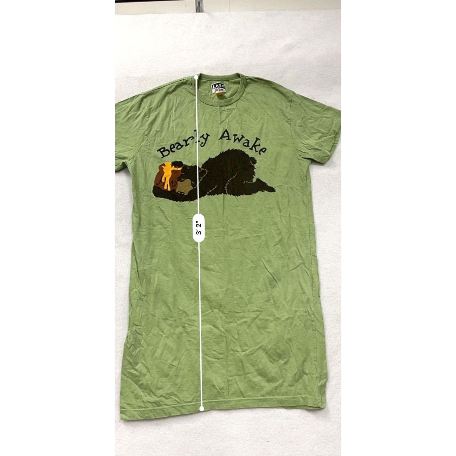 Vintage VINTAGE Lazy One Nightgown Womens OS Green Bearly Awake Graphic Nightgown 8166 Free Next Day Shipping Size ONE SIZE - 7 Thumbnail