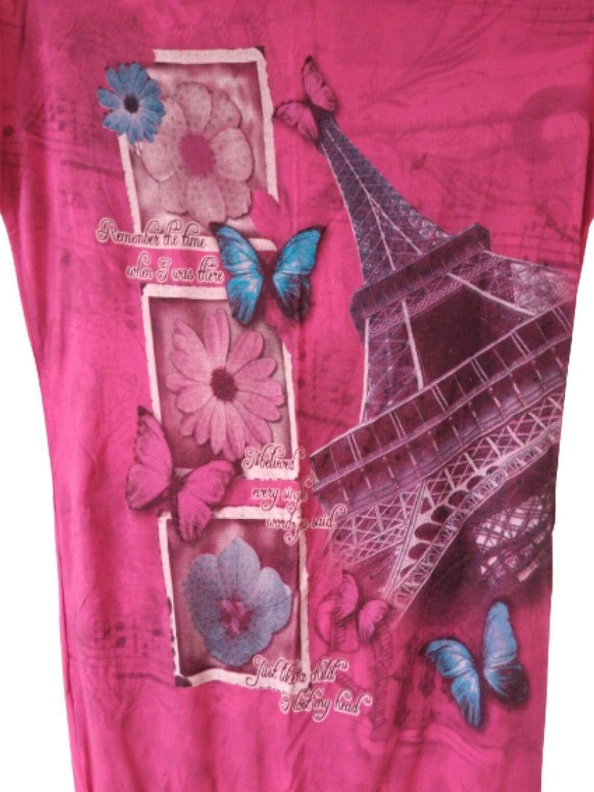 Designer Vivian Paris Butterfly Pink T-Shirt Mini Bodycon Dress M Size M / US 6-8 / IT 42-44 - 2 Thumbnail