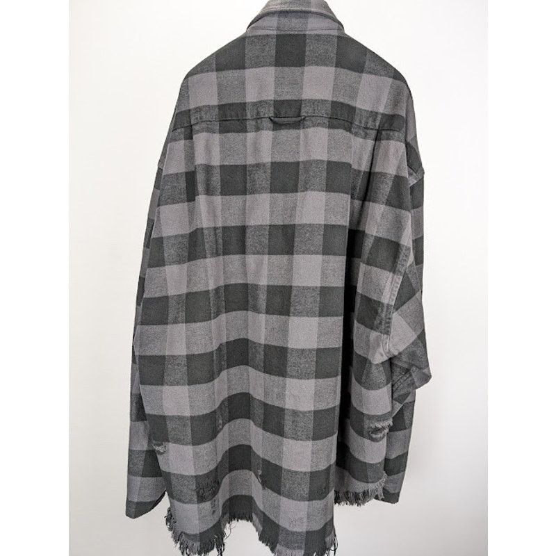 Balenciaga o1rshd1 Buffalo Check Flannel Shirt in Black/Grey 3 Size US L / EU 52-54 / 3 - 11 Thumbnail