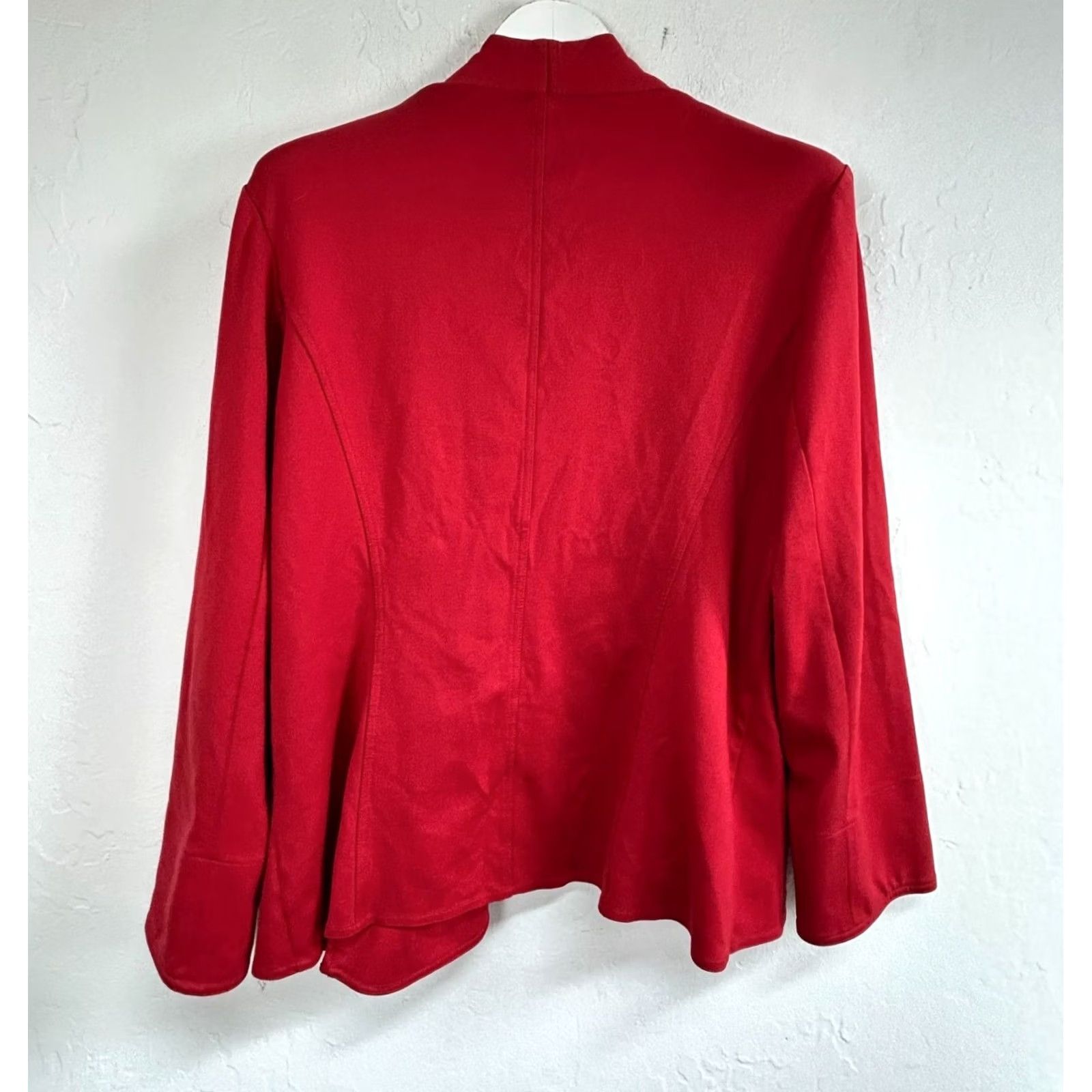 Vintage Chico's Womens Red Cardigan Blazer Sweater Size 3 Stretch Knit Open Drape Front Size XS / US 0-2 / IT 36-38 - 2 Thumbnail