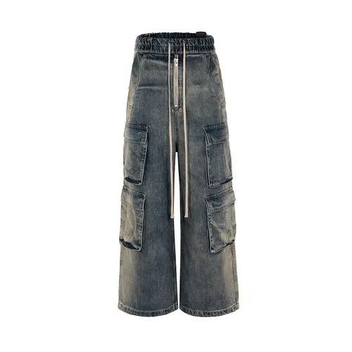 Jean Unisex Multi-pockets Drawstring Jeans Size US 31 - 4 Thumbnail