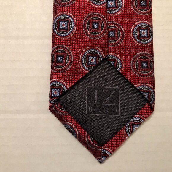 Other JZ Richards men's new red 100%silk tie 3" X 60" Size ONE SIZE - 2 Thumbnail