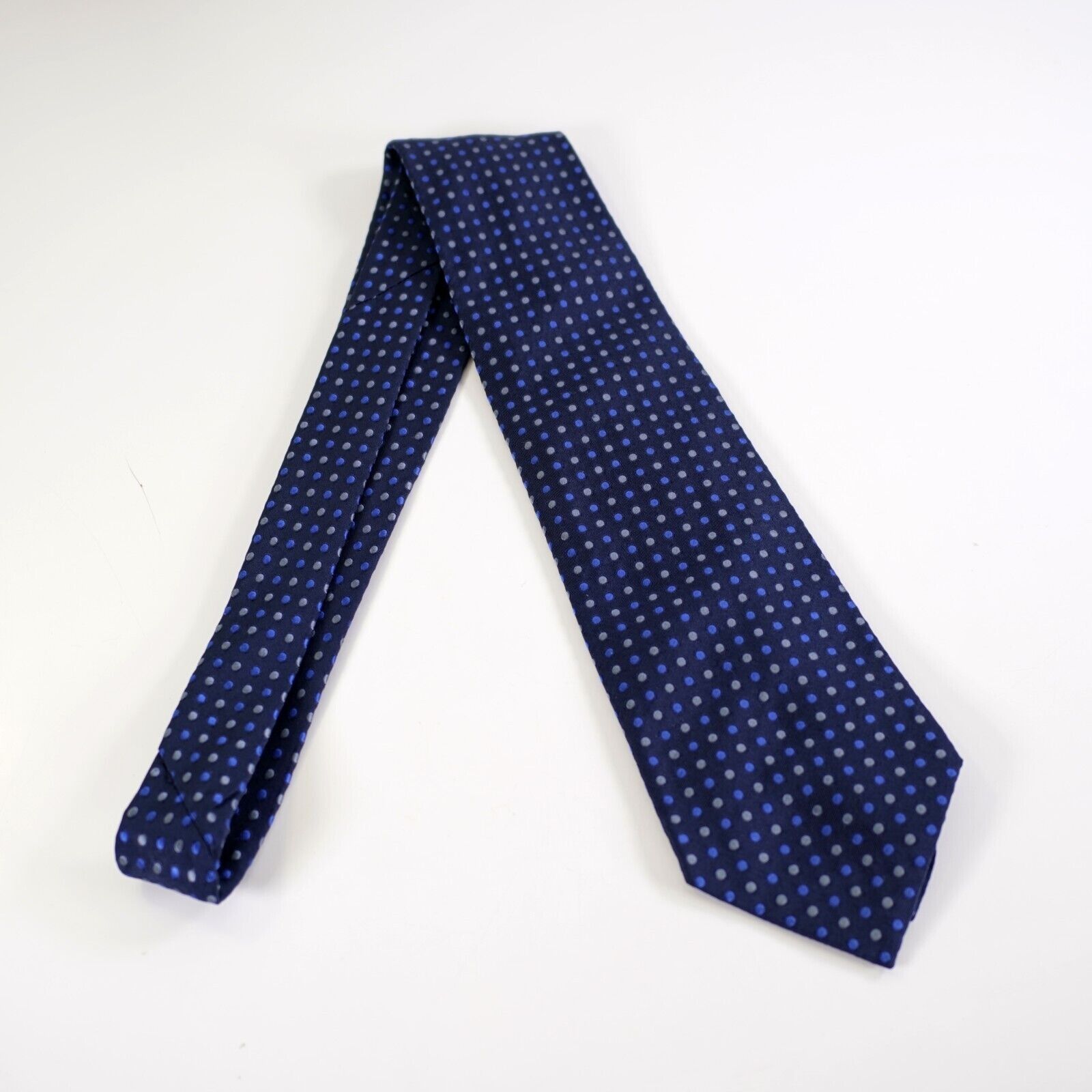 Express Express Blue Polka Dot Woven Italian Silk Tie Size ONE SIZE - 6 Thumbnail