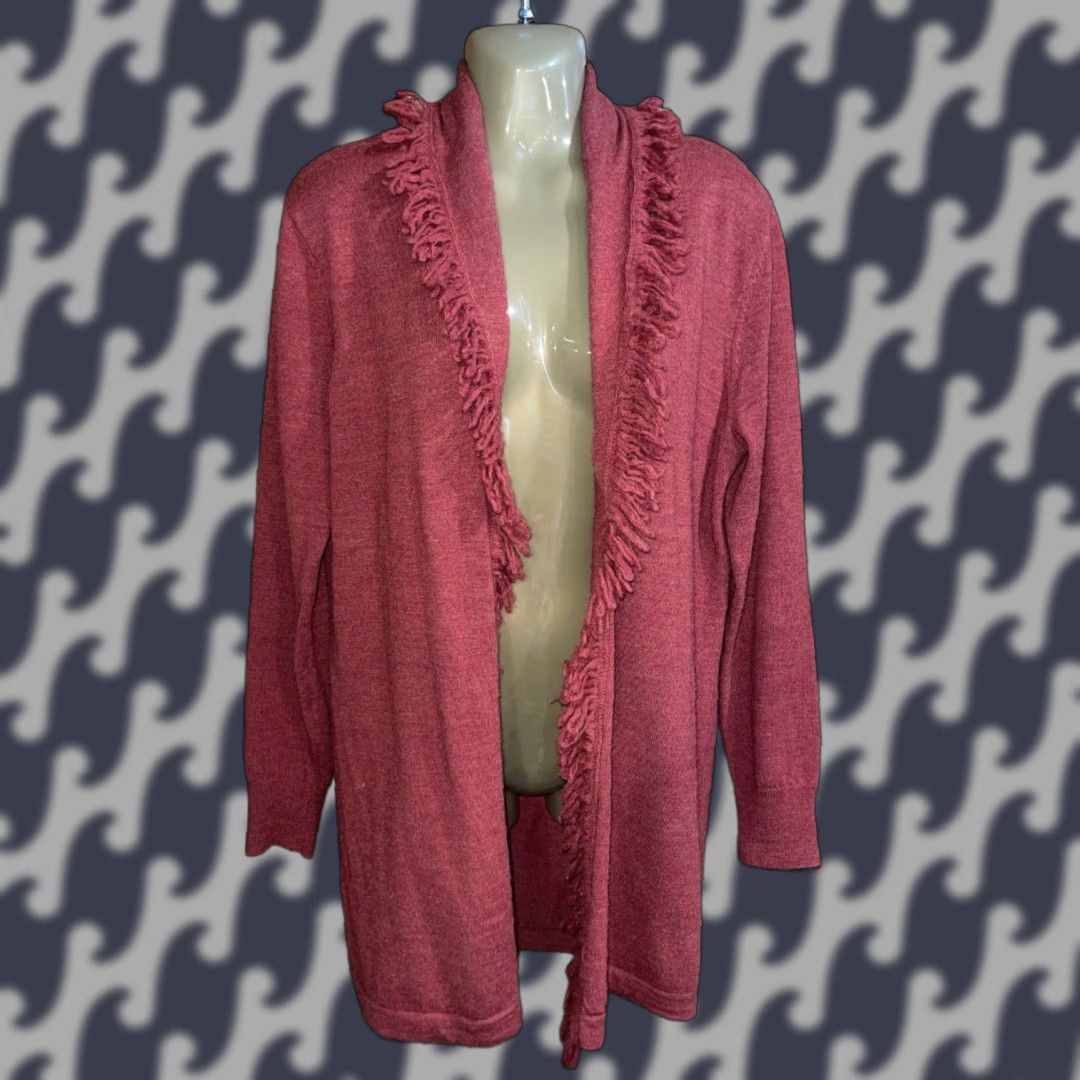 Cynthia Rowley VINTAGE Cynthia Rowley Women’s L Wool Boho Open front Fringe Cardigan Sweater Burnt Orange Womens Size L / US 10 / IT 46 - 1 Thumbnail