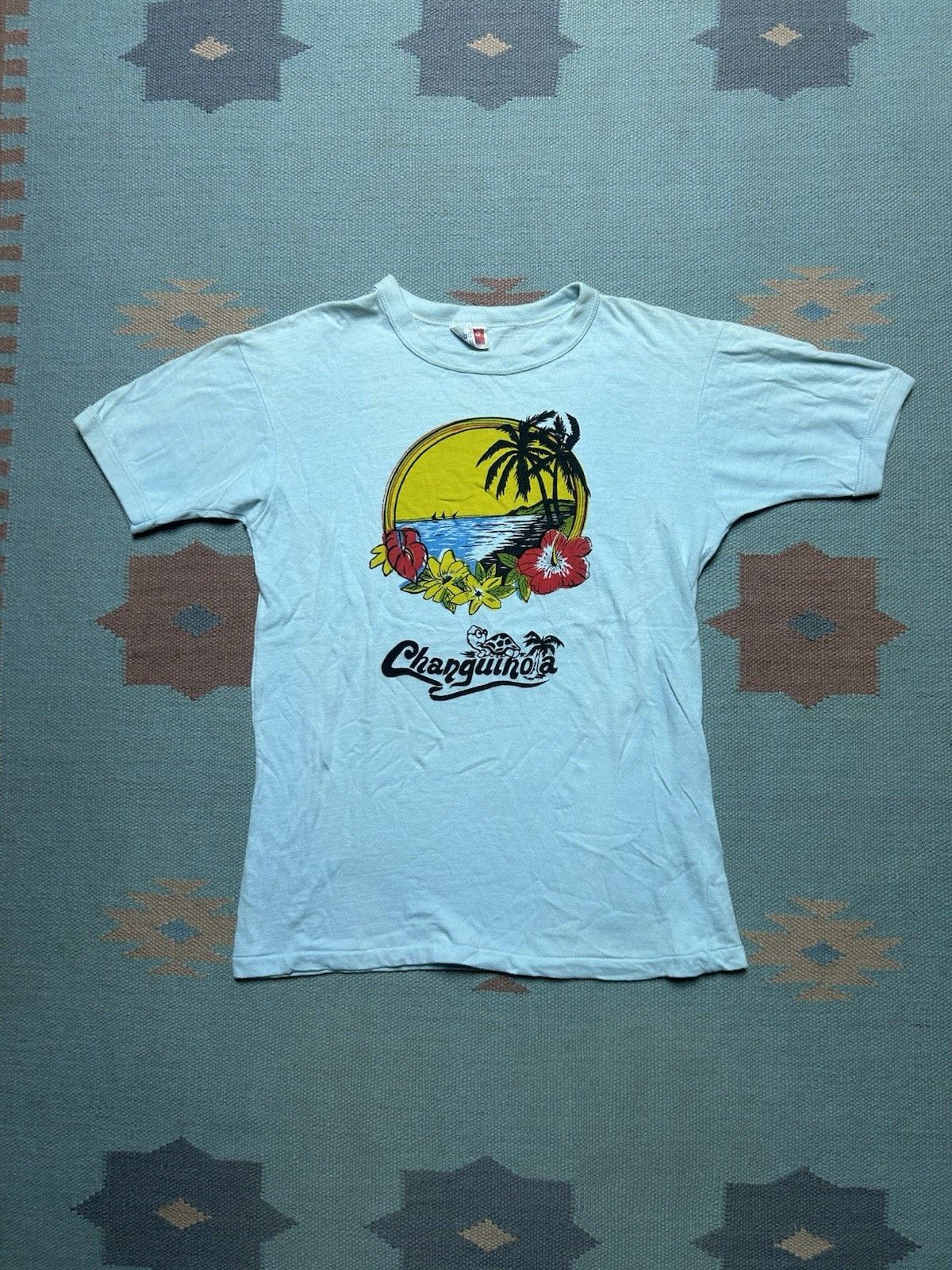 Vintage Vtg 70s t shirt Changuinola Panama Caribbean tropical Medium Size US M / EU 48-50 / 2 - 1 Thumbnail