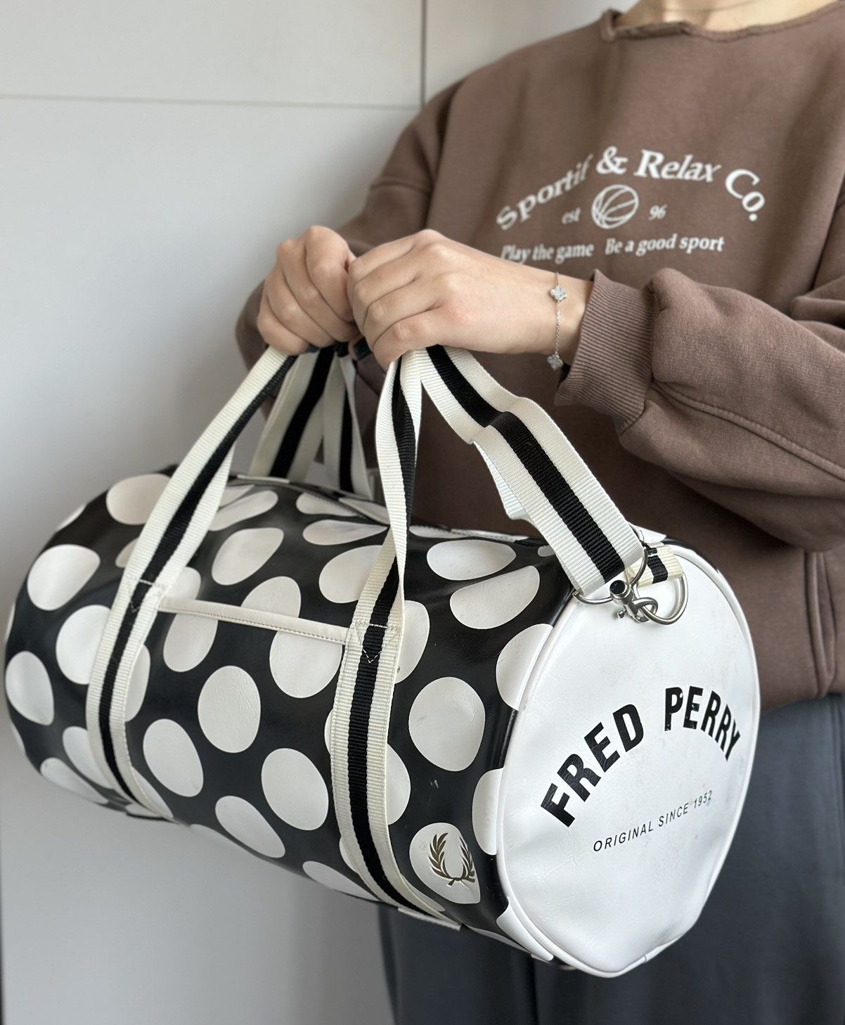 Fred Perry Fred Perry Duffle Bag Polka Dot Gym Travel Shoulder Bag Size ONE SIZE - 2 Thumbnail