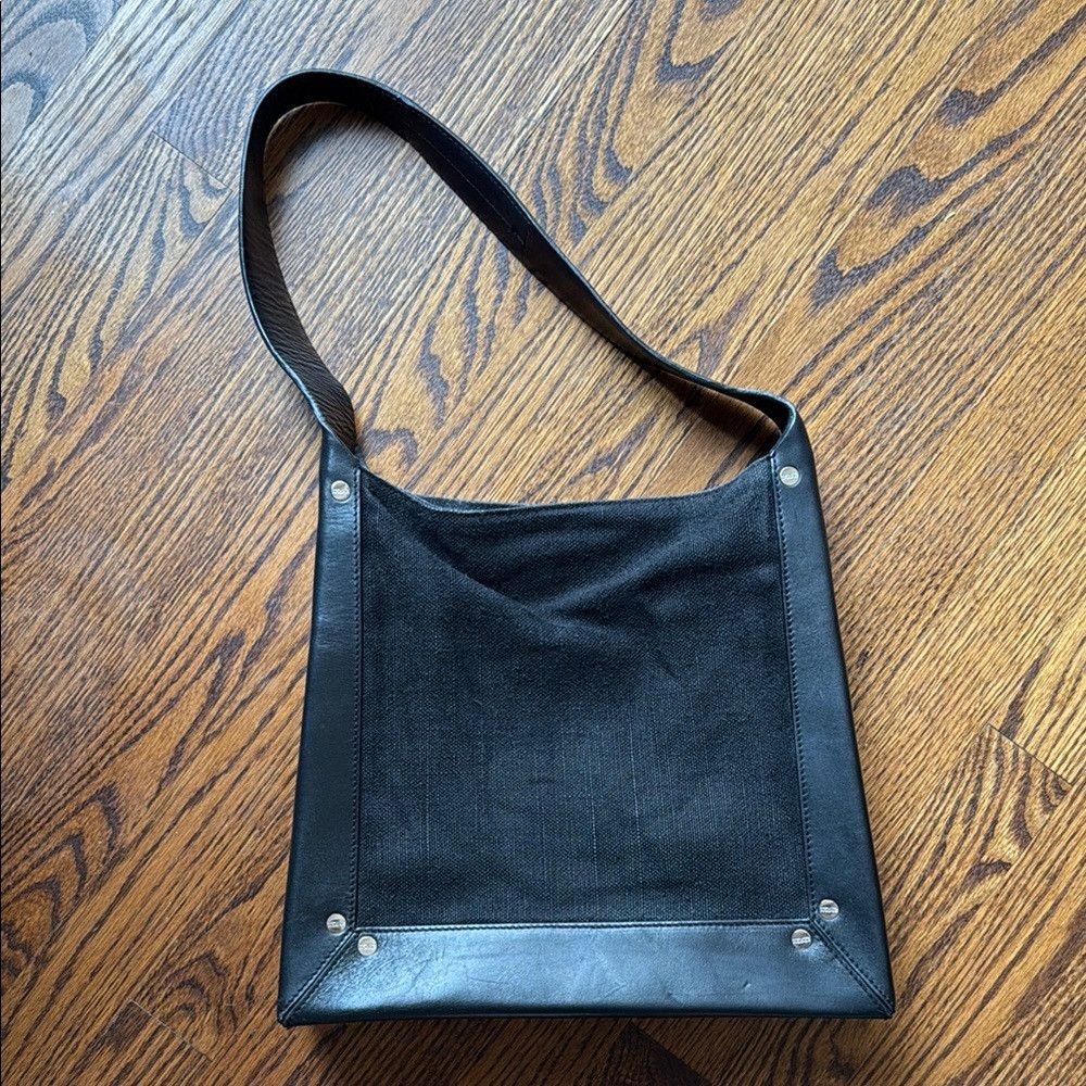 Other Hamilton Hodge Women’s Elegant Black Leather Denim Shoulder Size ONE SIZE - 4 Thumbnail