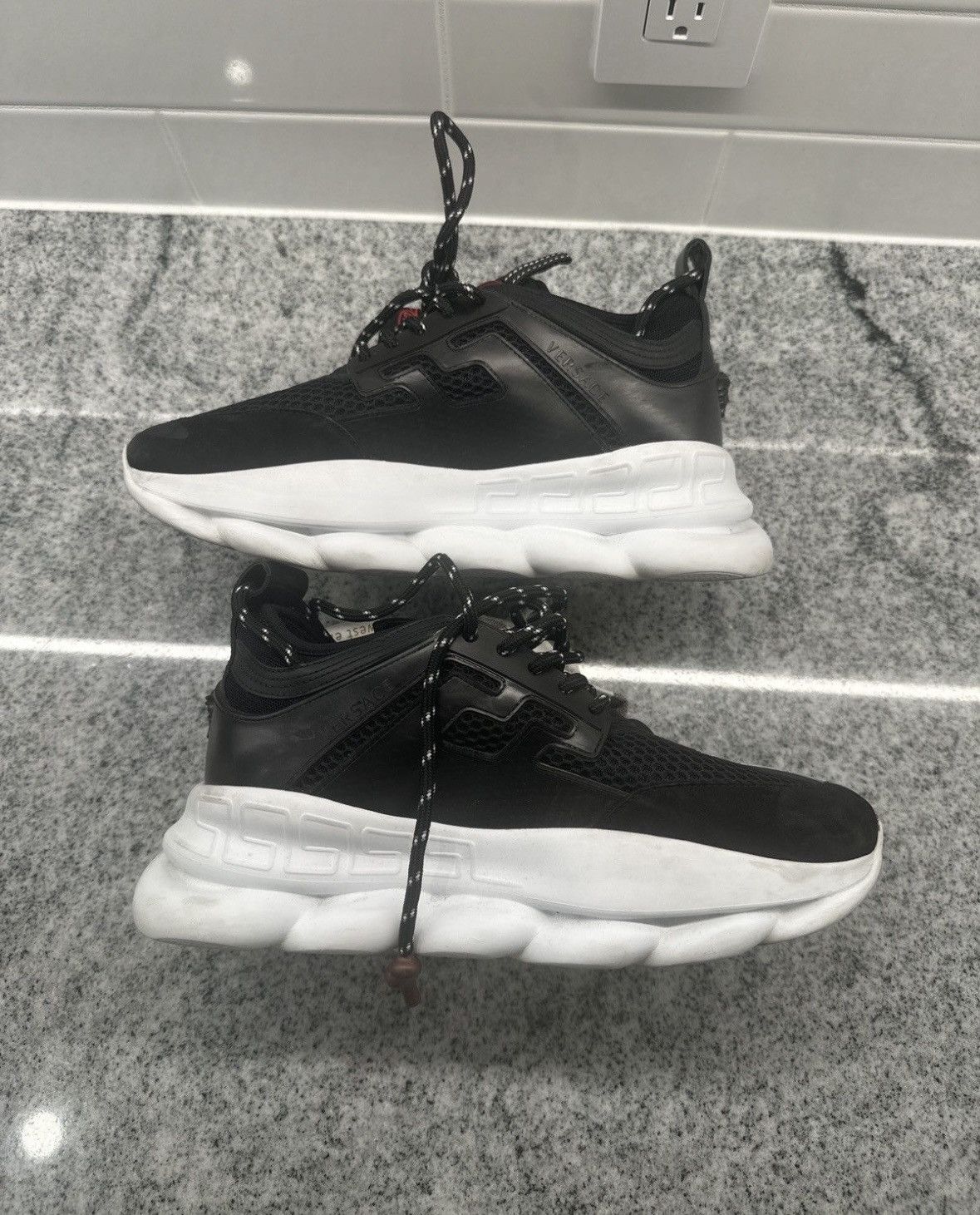 Versace Versace Chain Reaction Black Mesh Sneakers Size US 7 / EU 40 - 2 Thumbnail