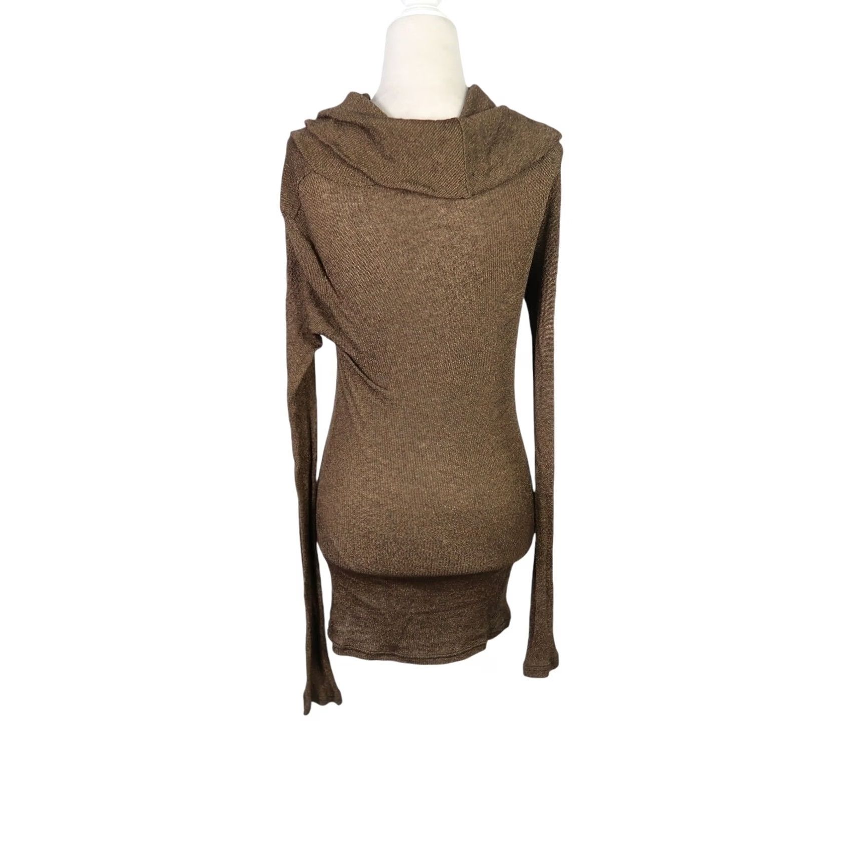 Michael Stars Michael Stars brown off-the-shoulder cowl neck knit tunic top Womens Long Sleeve S Cotton Nylon Modern Tunic Autumn Spring Size S / US 4 / IT 40 - 6 Thumbnail