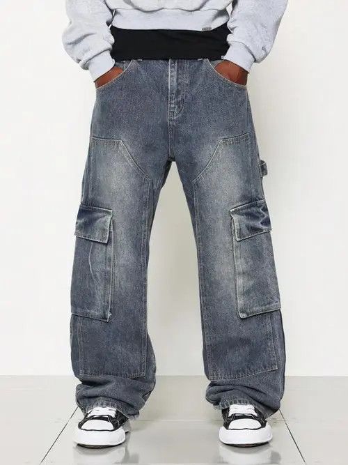 Jean Cargo Jeans Denim Baggy Washed Size US 32 / EU 48 - 4 Thumbnail