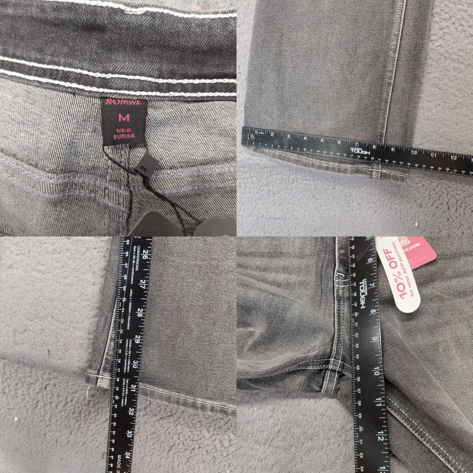 Vintage ROMWE Jeans Women's Size 6/Medium Black Denim Grundy Retro High Rise Flared Leg Shirts? Size 32" / US 10 / IT 46 - 8 Thumbnail