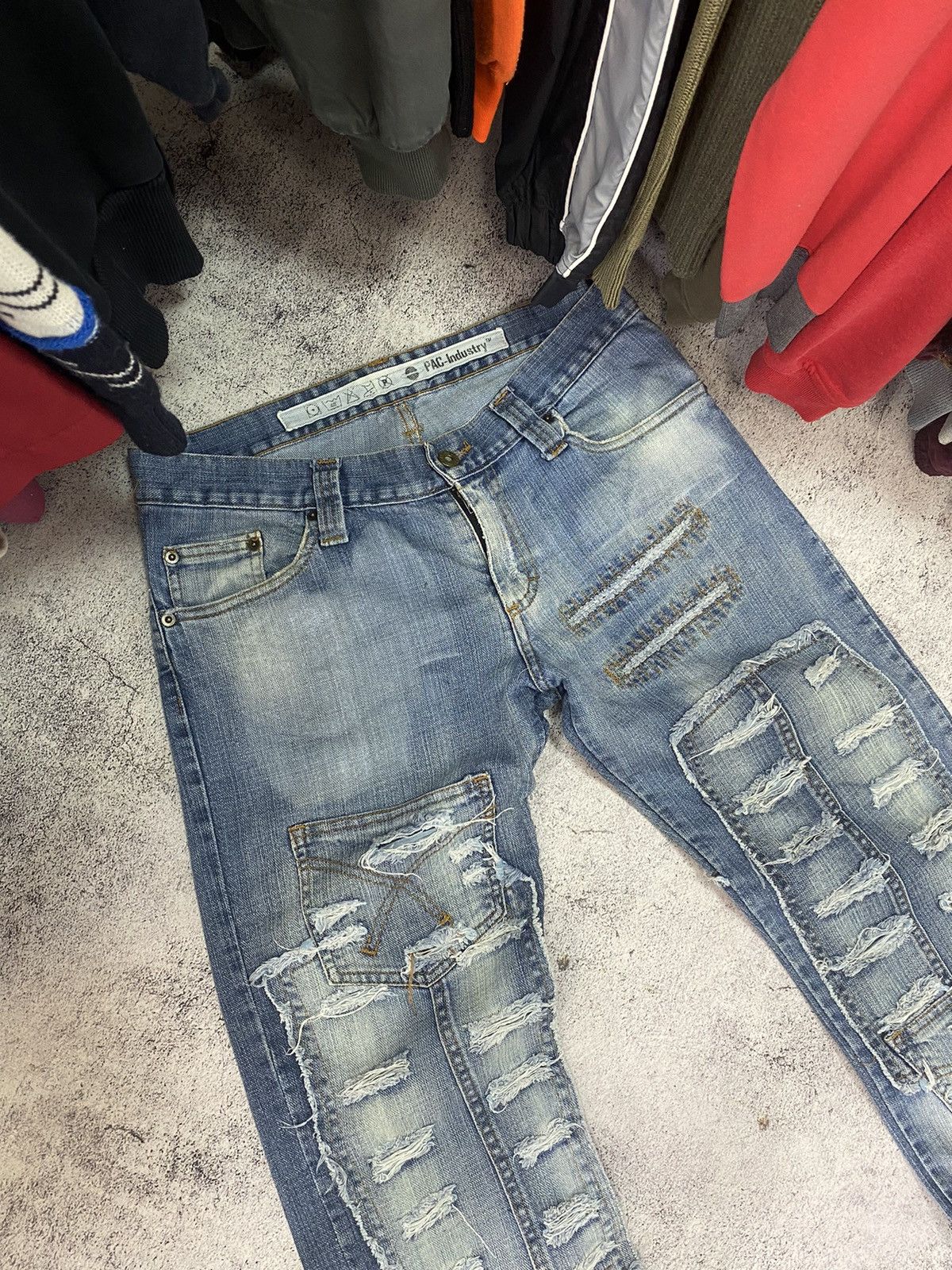 Japanese Brand × Vintage Vintage distressed patchwork denim y2k jeans Size US 32 / EU 48 - 5 Thumbnail