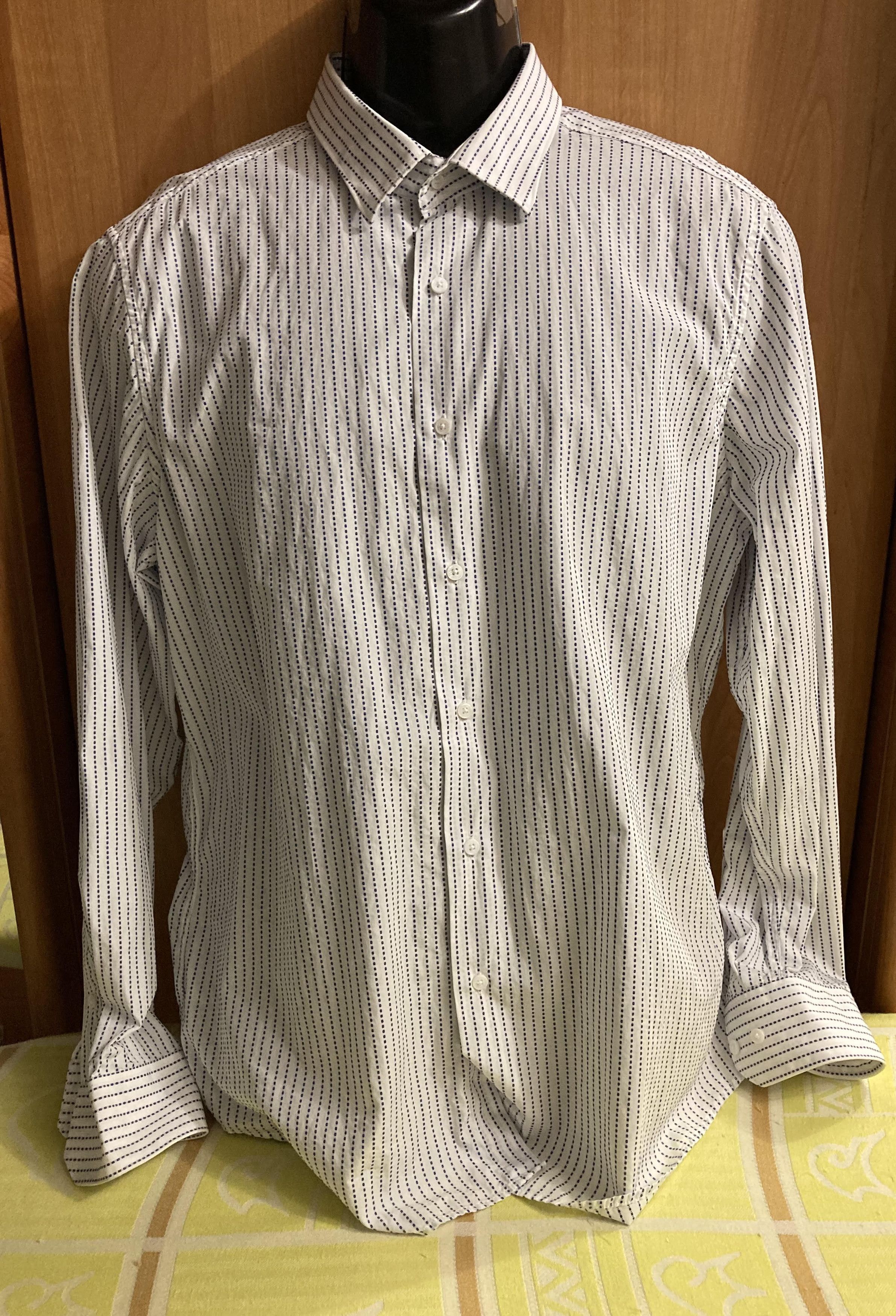 De Fursac Vintage De Fursac Designer Long Sleeve Blue Striped Shirt Size US XL / EU 56 / 4 - 2 Thumbnail