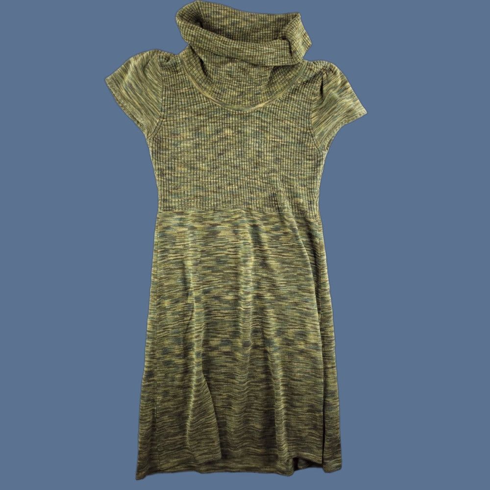 Calvin Klein Calvin Klein Turtleneck Swing Sweater Dress Green Marbled Womens Large Camo Size L / US 10 / IT 46 - 1 Thumbnail