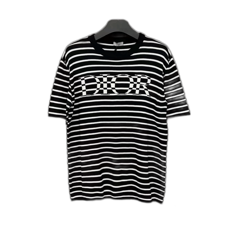 Dior Dior Striped Logo Short Sleeve Shirt Size US M / EU 48-50 / 2 - 1 Thumbnail