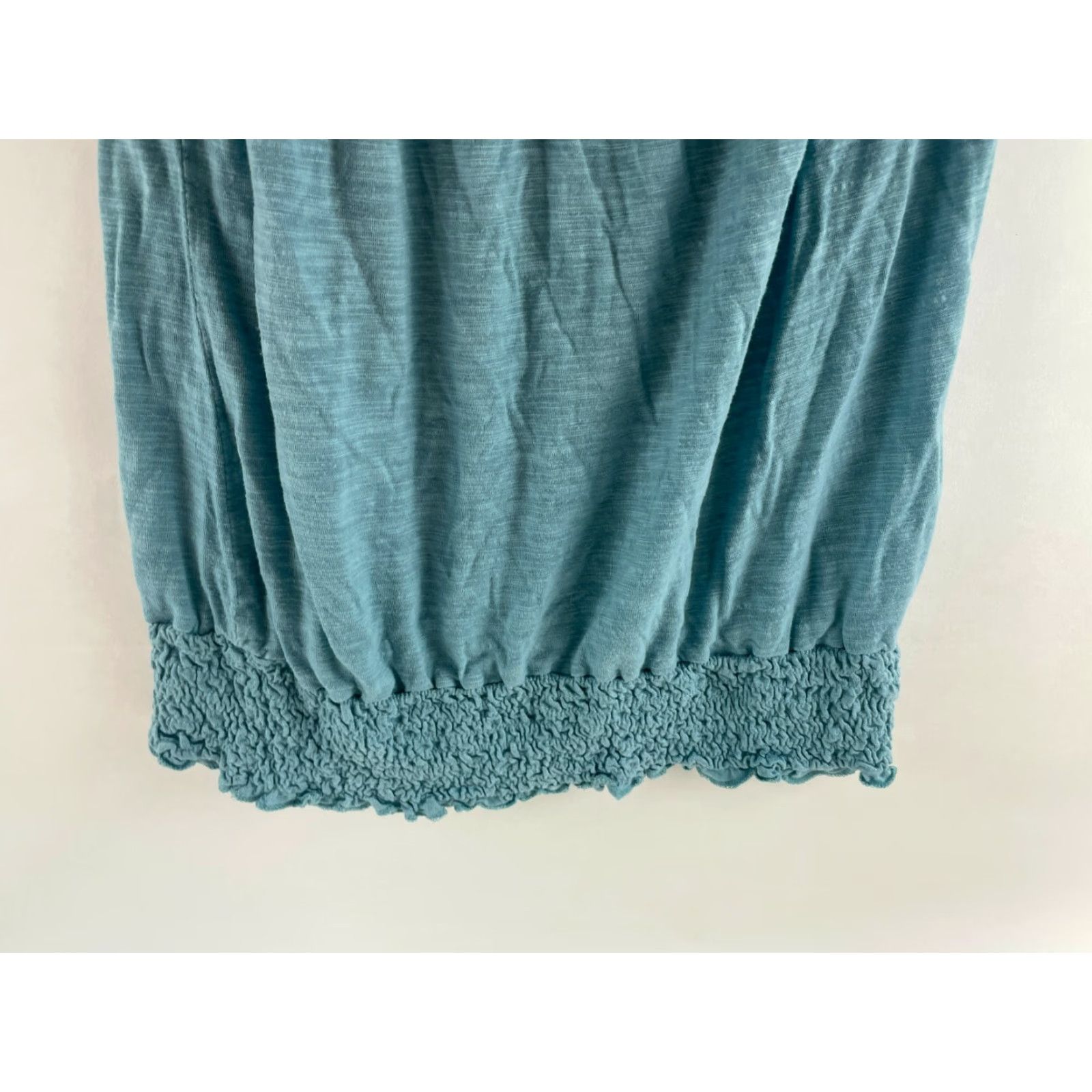 Vintage Maurices Blouse Shirt Women's Medium Blue Cap Sleeve Square Neck & Hem Smocked Modern Casual- Breathable Size M / US 6-8 / IT 42-44 - 4 Thumbnail