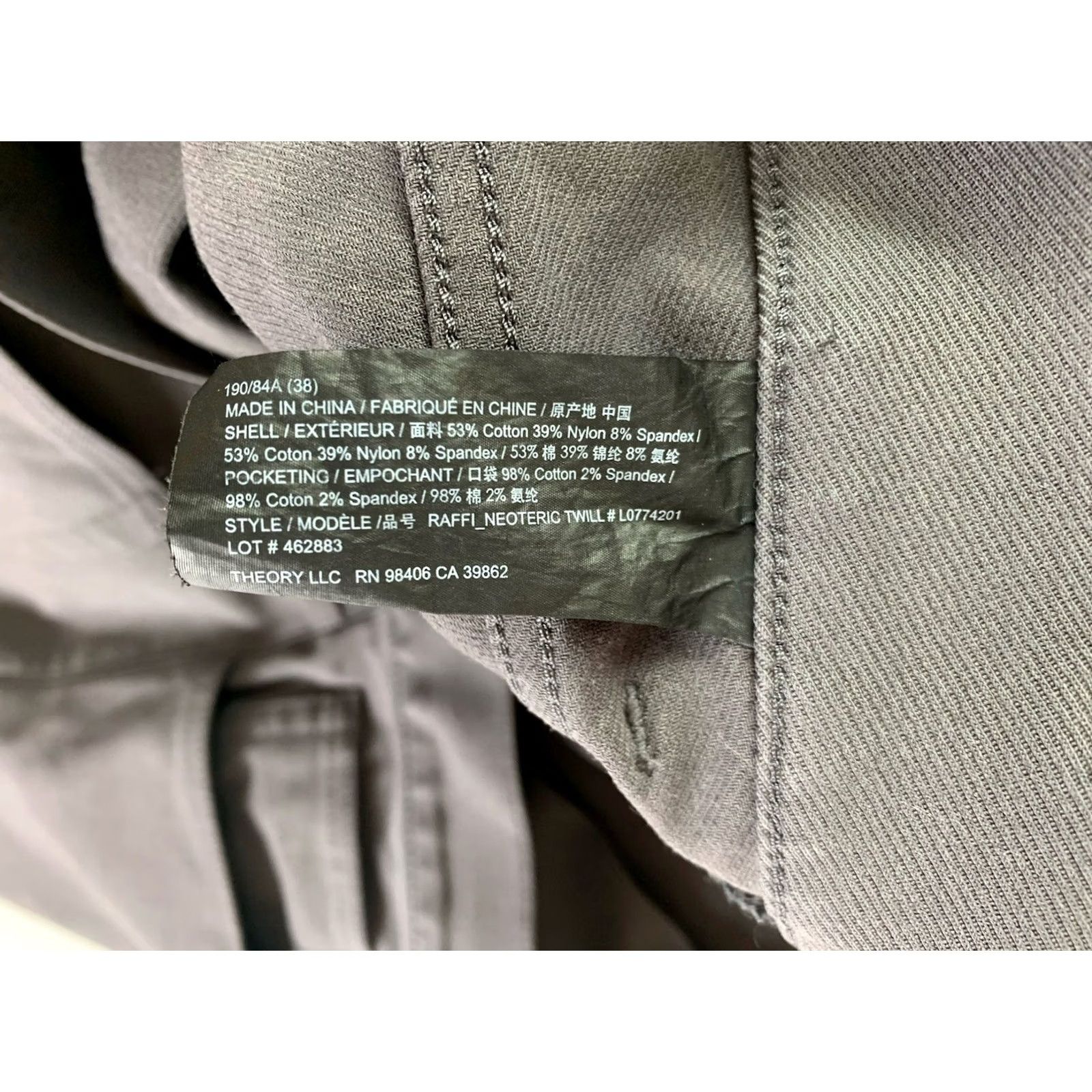 Theory THEORY Neoteric Raffi Twill Pants Mens 38 Gray Flat 38x31 Chino 5-Pocket Regular Tapered Rise Mid Inseam 32 Stocked Flexible Size US 38 / EU 54 - 7 Thumbnail