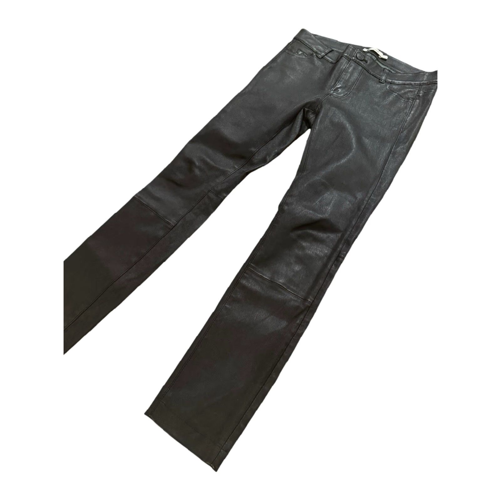 Vince Vince 100% Lamb Leather Pants Women Slim Size 0 Black Knitted 31in Ankle Regular Pants Womens Season Spring Summer Fall Party/Cocktail Casual Size 25" / US 0 / IT 36 - 4 Thumbnail