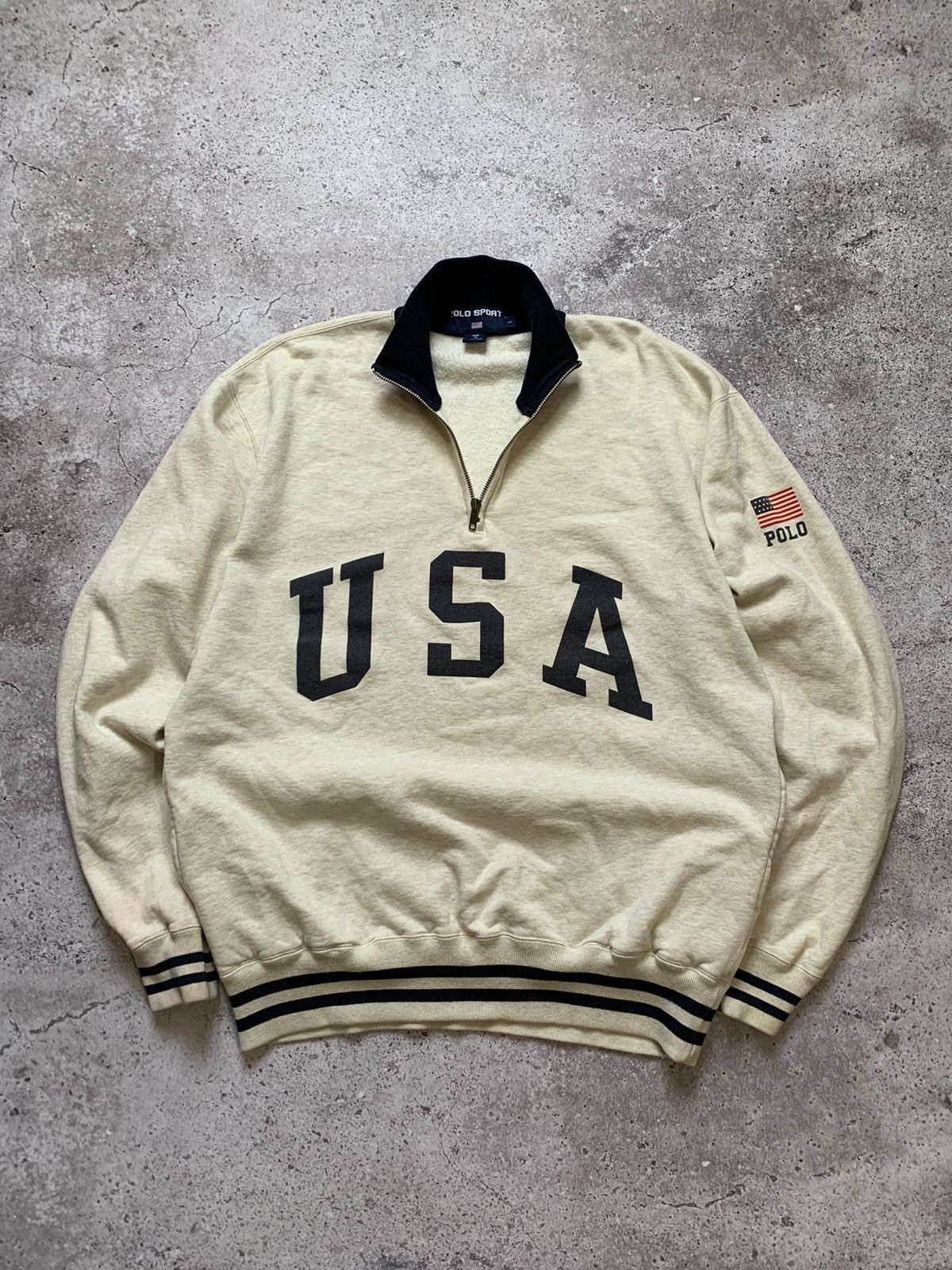 Lo Life × Polo Ralph Lauren × Ralph Lauren Sport Vintage 90s Polo Ralph Lauren USA Flag logo sweatshirt Size US L / EU 52-54 / 3 - 1 Thumbnail