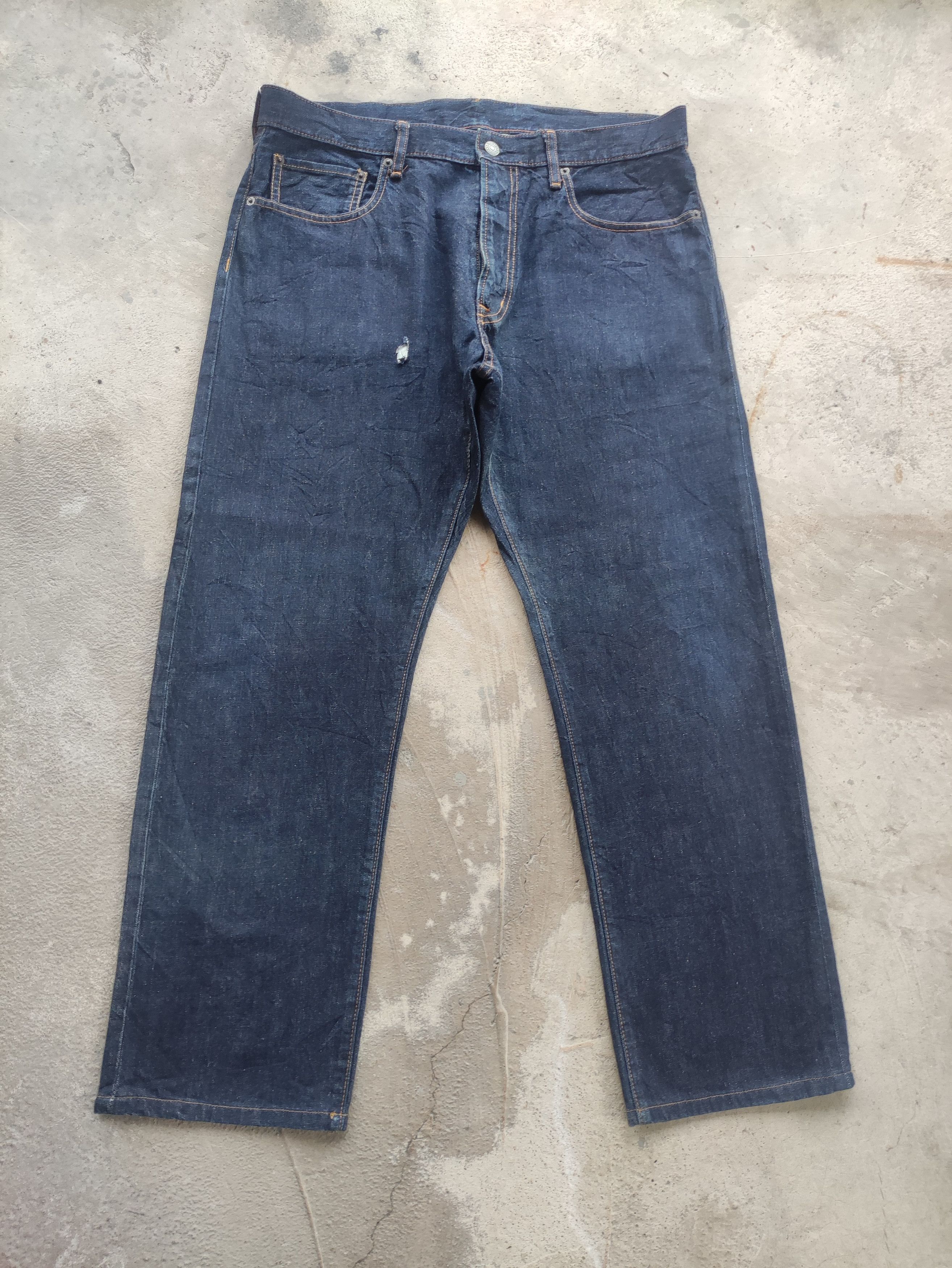 GU Vintage GU Jean Distressed Faded Denim Size US 37 - 1 Thumbnail