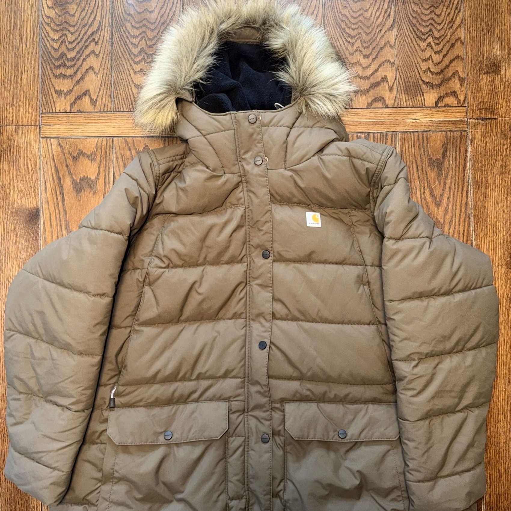 Carhartt Carhartt Women’sRain Defender Hooded Puffer Parka Jacket OC5456-W 3XL Fur Brown Long Women Coat Winter Outdoor Hooded Plus Size Size XXL / US 16-18 / IT 52-54 - 2 Thumbnail