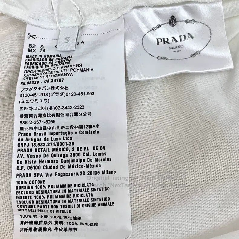 Prada Prada White triangle standard waist bag cotton round-neck Size US S / EU 44-46 / 1 - 8 Thumbnail