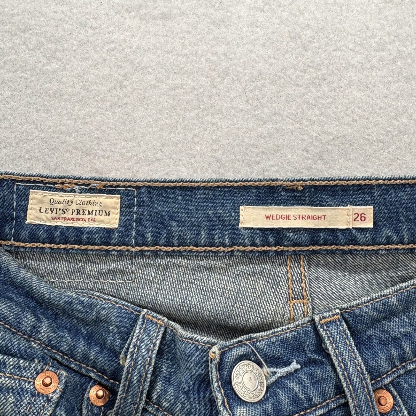 Levi's Levis Premium Wedgie Straight Jeans Womens 26 Blue High Rise Denim Big E Rodeo Size 26" / US 2 / IT 38 - 4 Thumbnail
