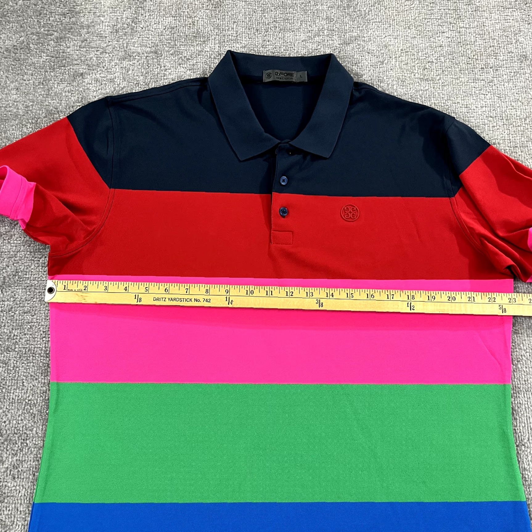 G/FORE G/FORE Polo Shirt Mens Large Multicolor Striped Saucon Valley CC Golf Stretch Size US L / EU 52-54 / 3 - 6 Thumbnail