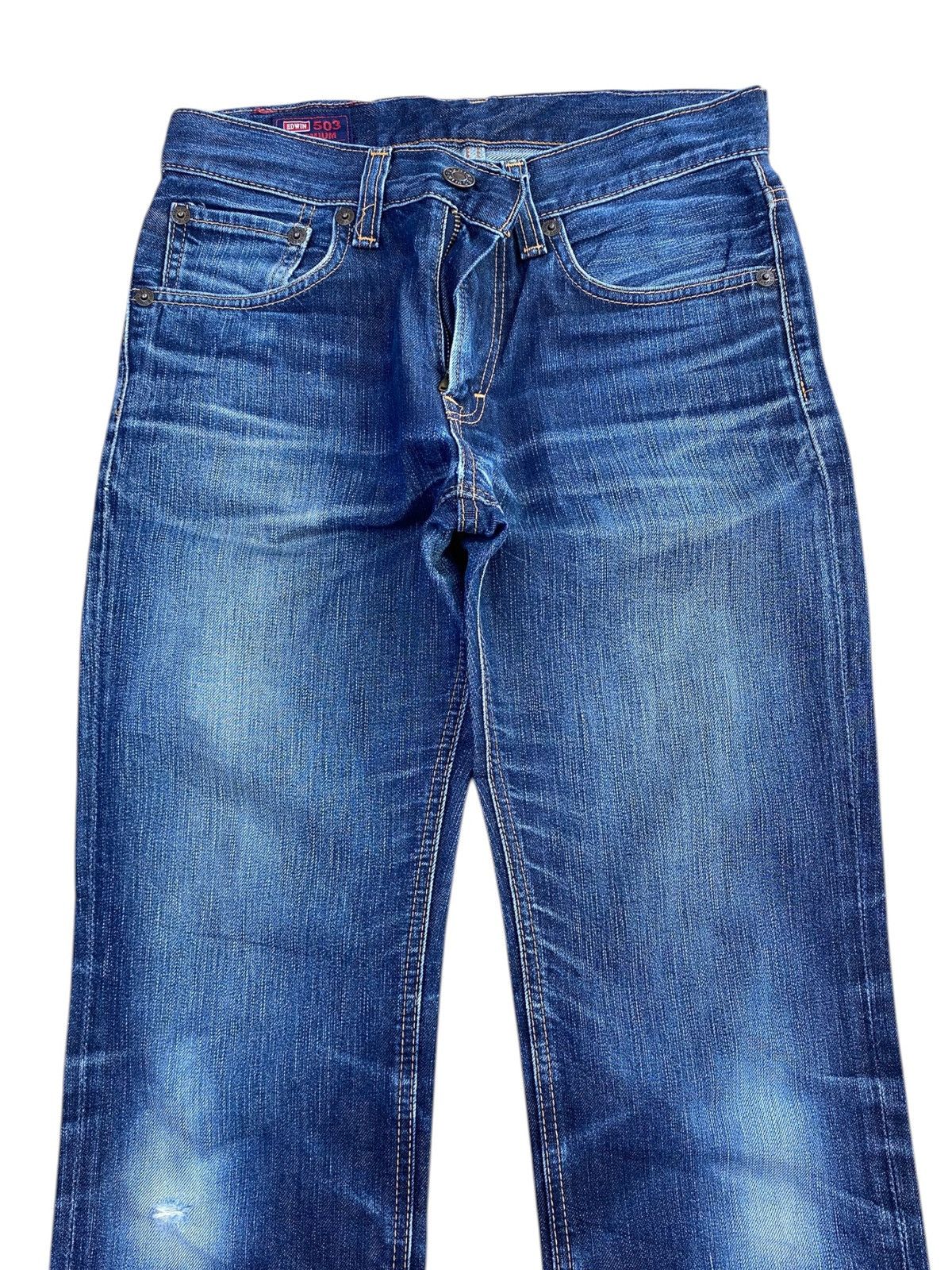 Edwin Vintage Edwin 503 Faded Dark Wash Style Straight Cut Jeans Size US 30 / EU 46 - 2 Thumbnail