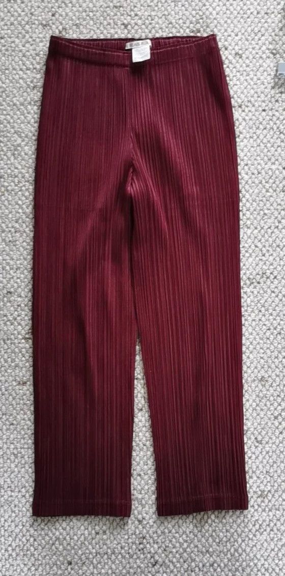 Issey Miyake Issey Miyake size:2 Wine-red pleated trousers Size 22" - 1 Thumbnail