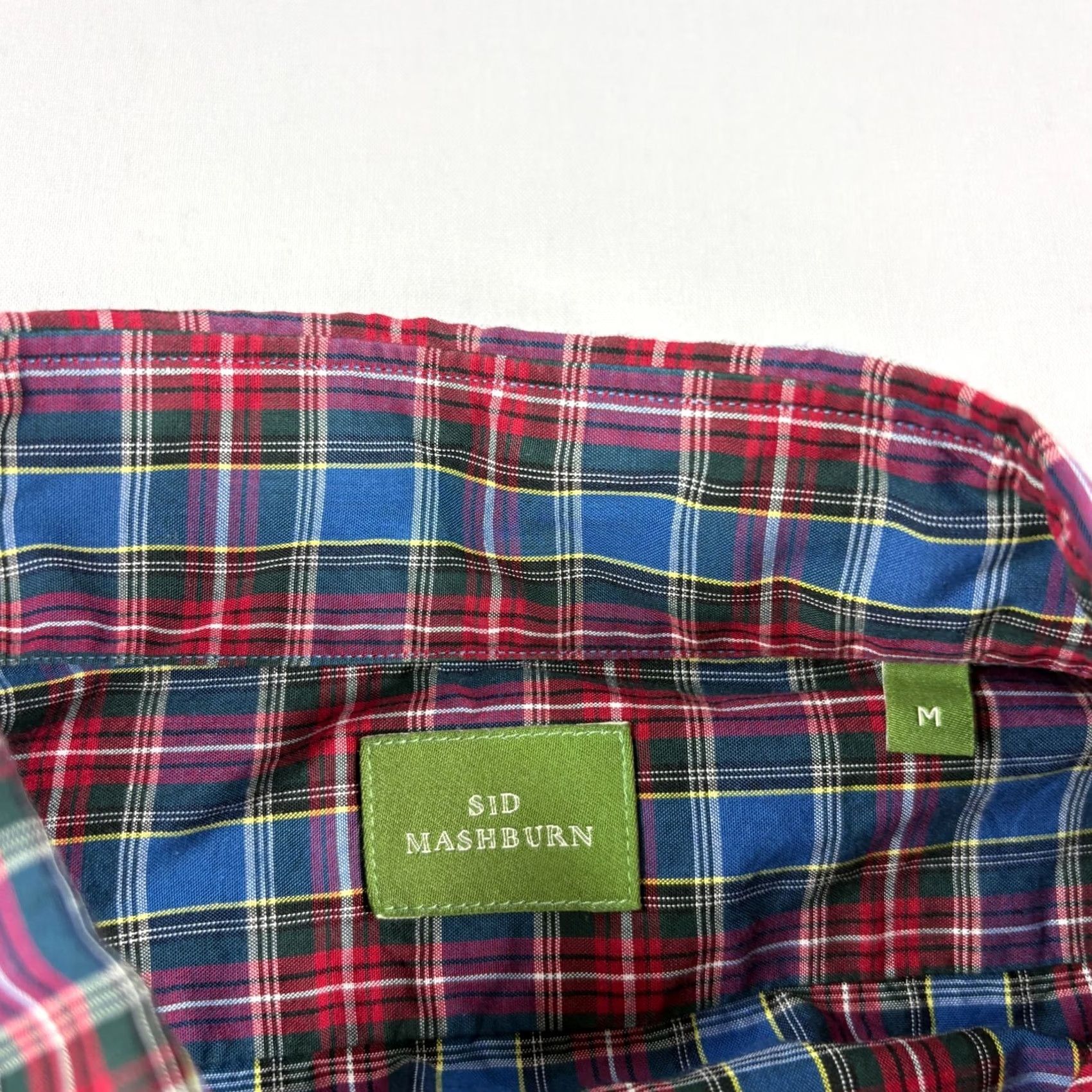 Sid Mashburn Sid Mashburn Shirt Men M Blue Red Plaid Button-Up Long Sleeve Casual Formal Relaxed Fit Mens Size 40R - 3 Thumbnail