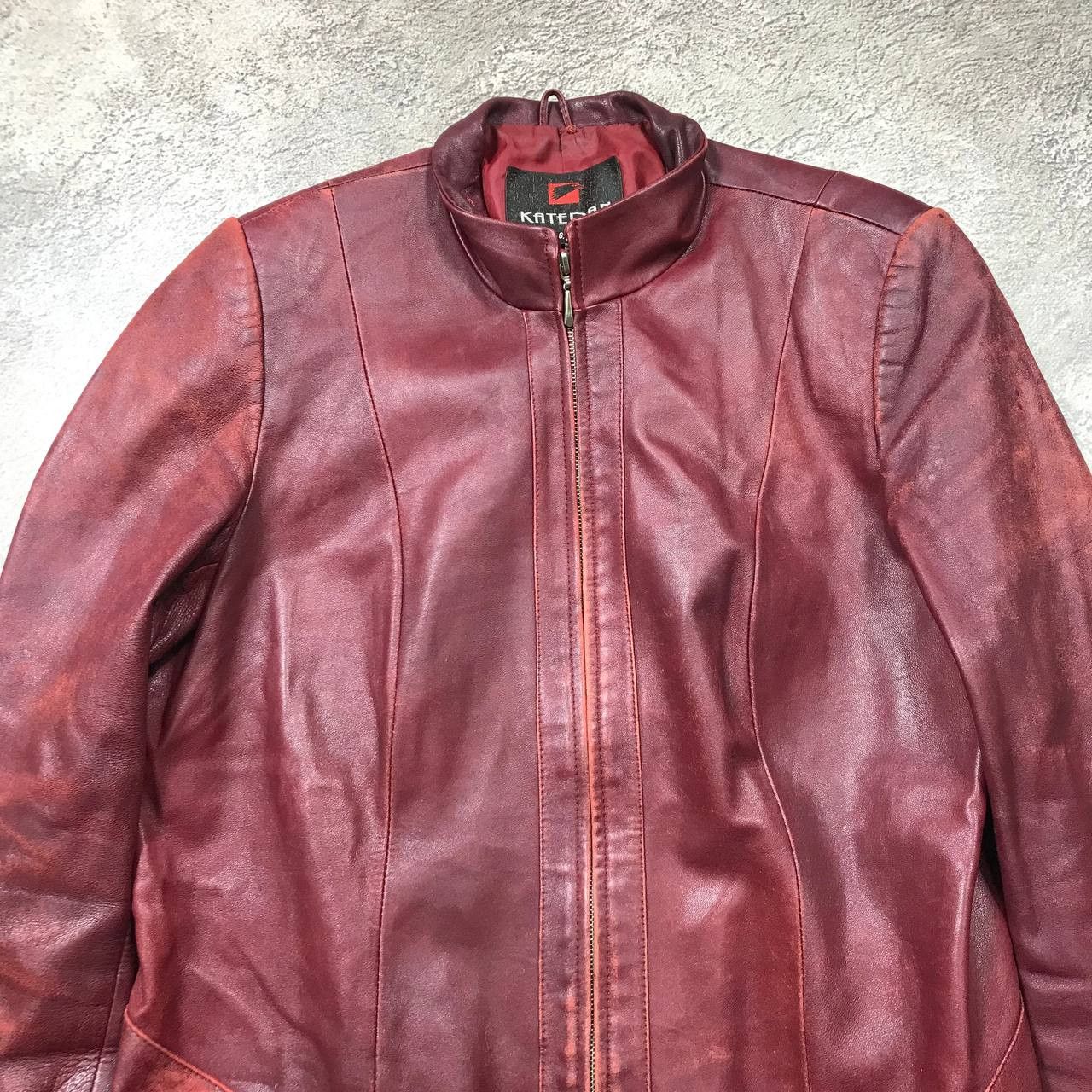 Vintage Vintage Y2K Burgundy Leather Jacket Streetwear 90s Boxy M Size M / US 6-8 / IT 42-44 - 3 Thumbnail
