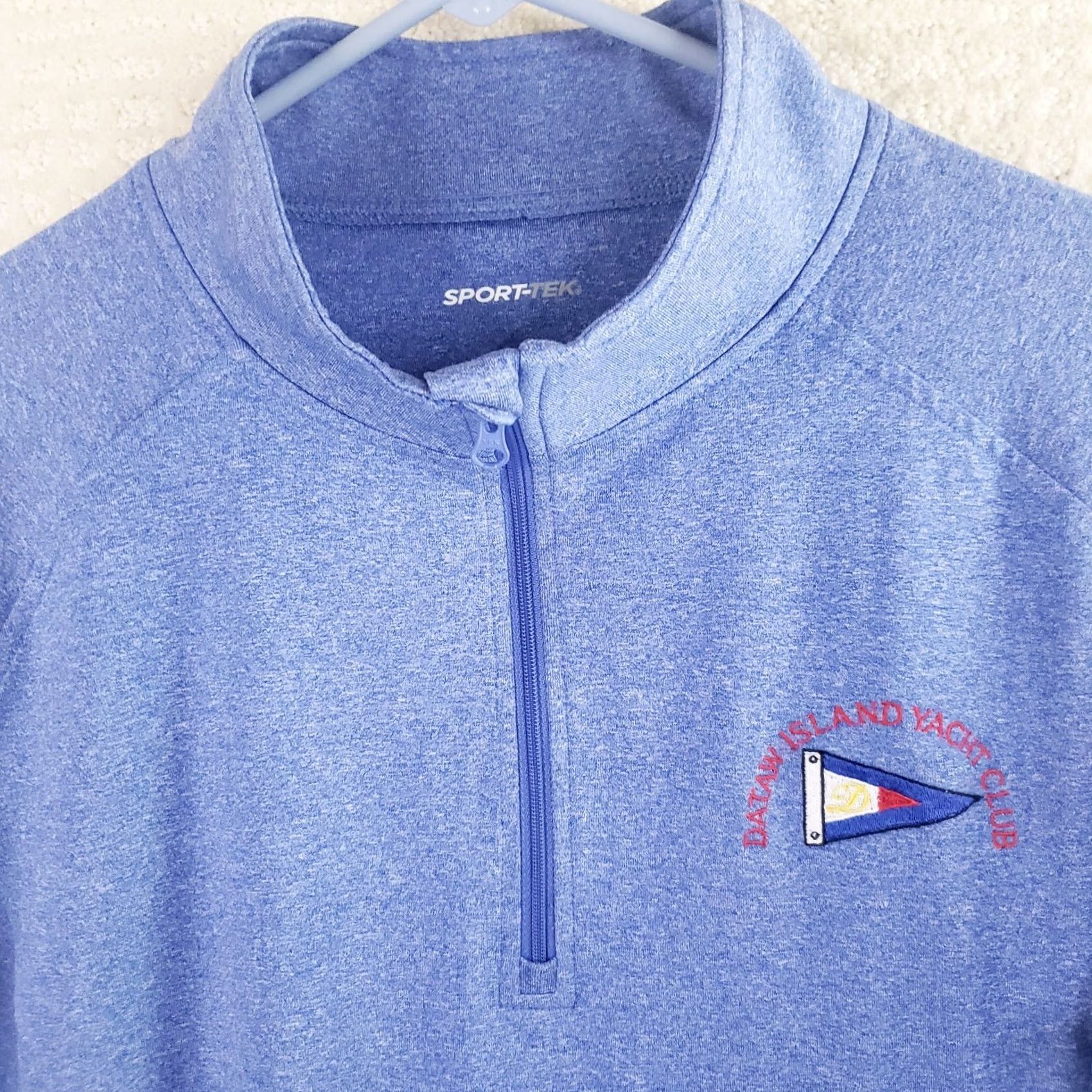 Vintage Sport-Tek Women's XL Jacket Dataw Yacht Club 1/4 Zip Heathered Blue Thumbhole Activewear Shirt Womens Regular Fit Level: Adult Size L / US 10 / IT 46 - 4 Thumbnail