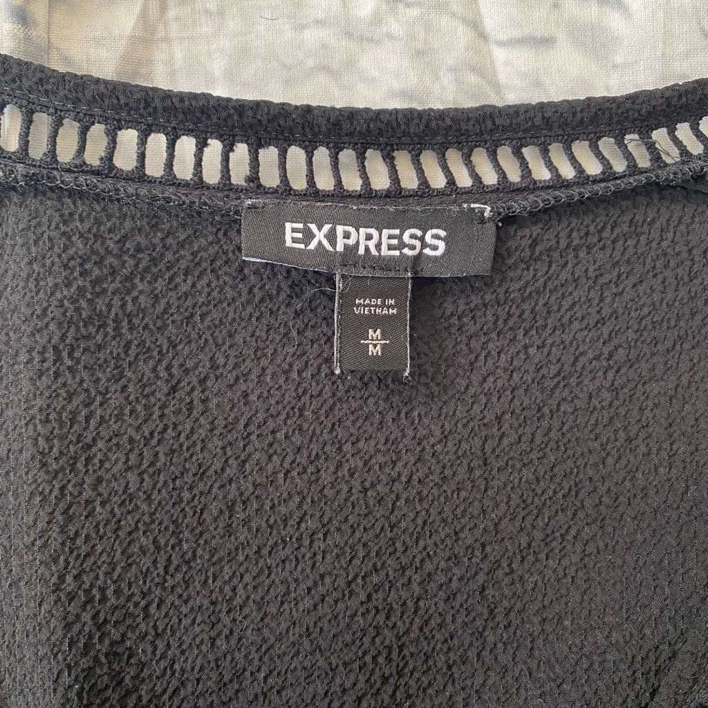 Express Express women M black Longsleeve semi sheer textured print b Size M / US 6-8 / IT 42-44 - 4 Thumbnail
