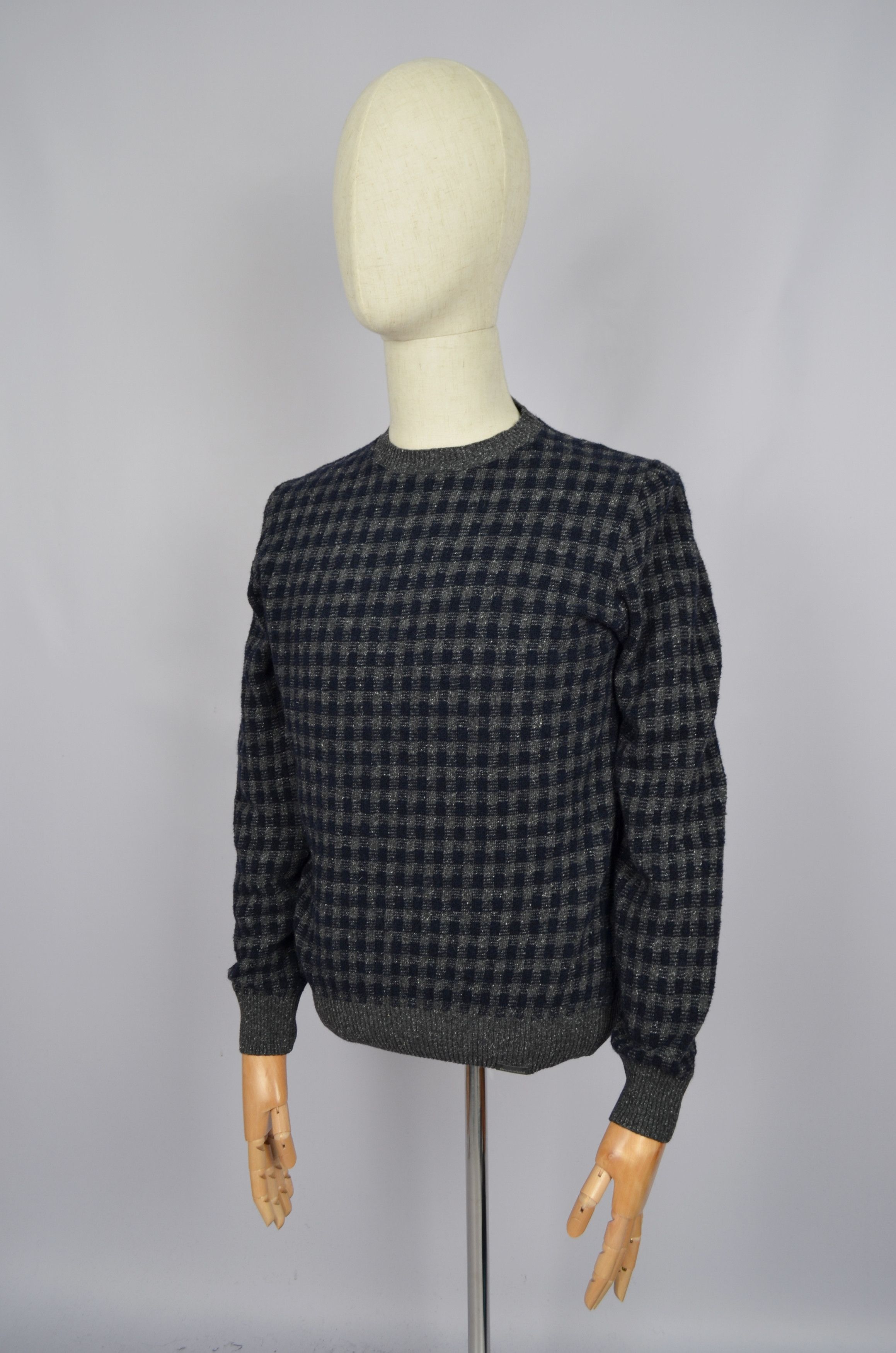 Brooksfield × Designer Brooksfield Torino Check Wool Blend Knit Sweater Size 48/S Size US S / EU 44-46 / 1 - 1 Thumbnail