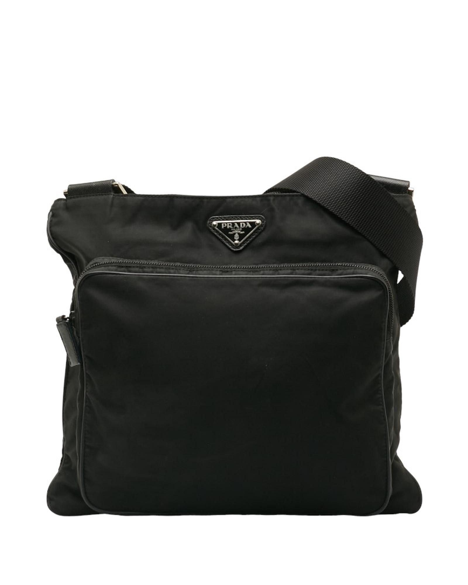 image of Prada Black Tessuto Messenger Bag In B Condition, Women's