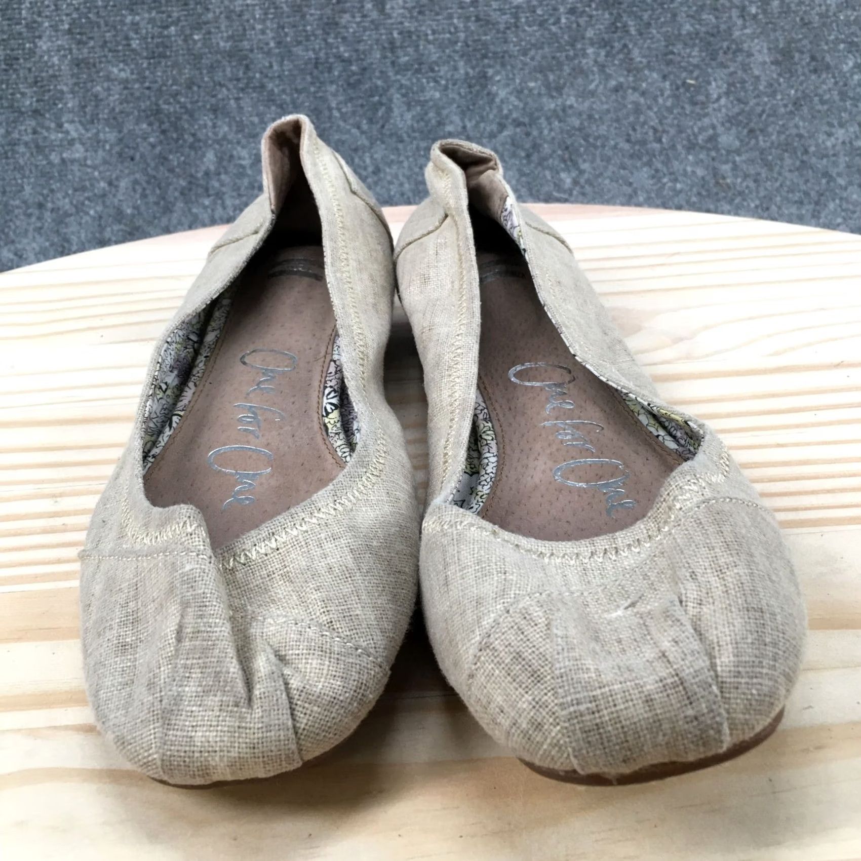 Toms TOMS Women Ballet Flats Casual Beige Fabric Slip On Low Top 8 XS? Size M / US 6-8 / IT 42-44 - 6 Thumbnail