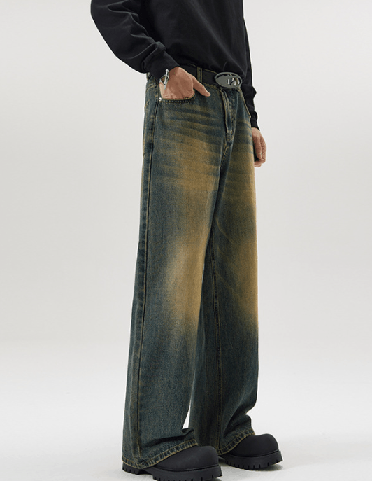 Japanese Brand × Jean Street retro distressed loose oversized straight jeans Size US 32 / EU 48 - 3 Thumbnail