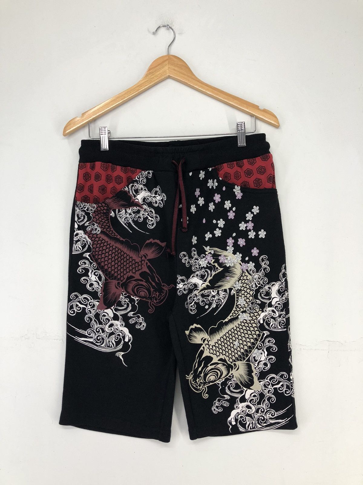 Harajuku Style Bullet Noise KOI Overprinted Short Pants